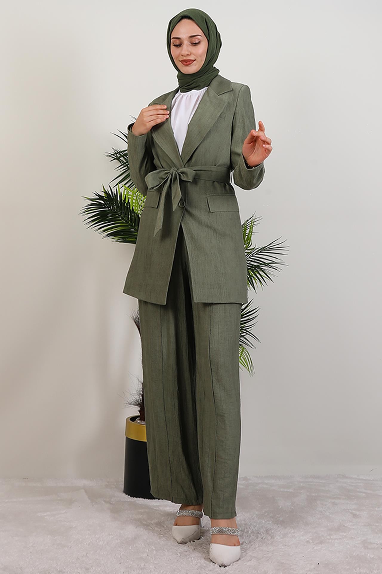 Başak Pantolonlu Takım Soft Yeşil