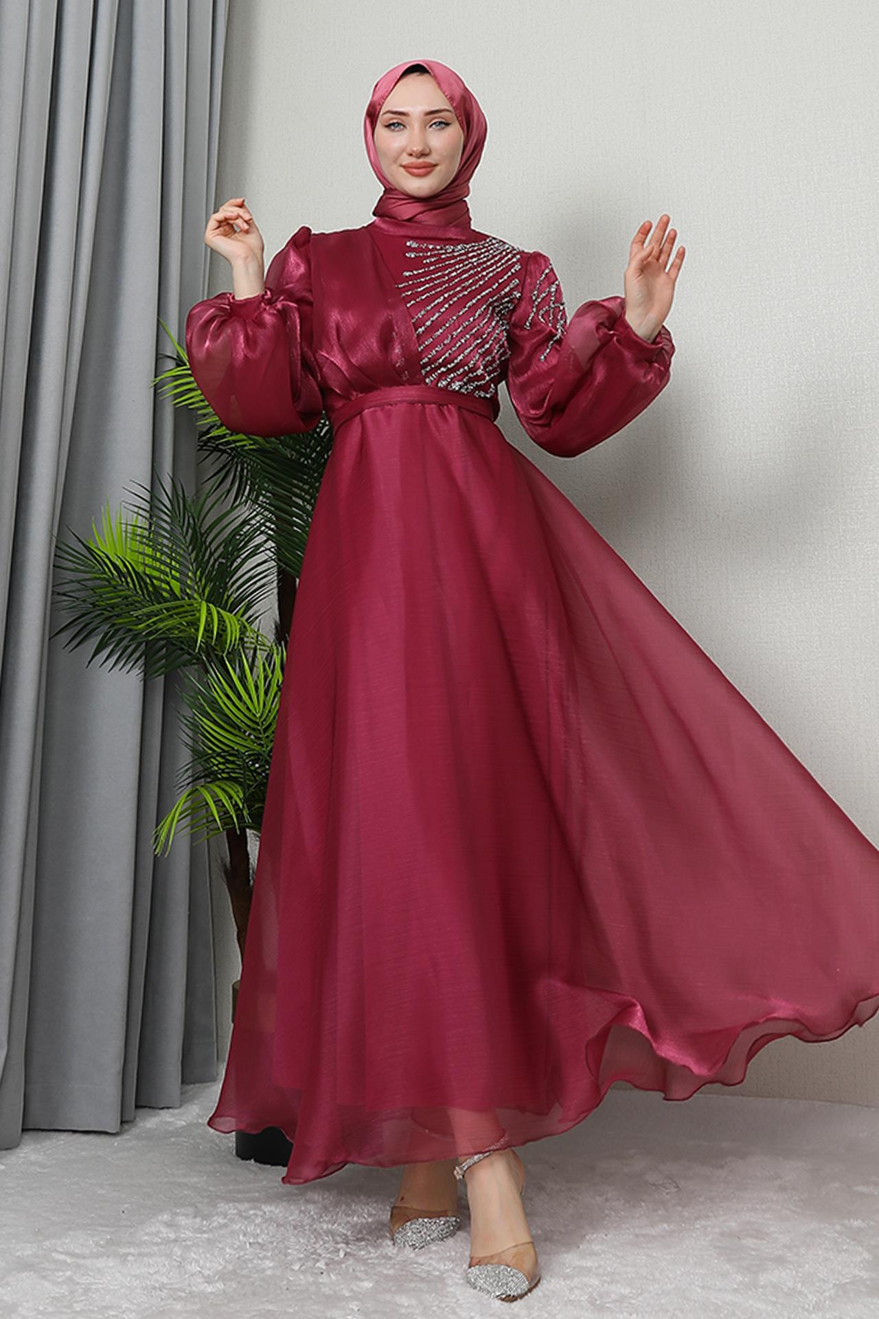 Belçin Tesettür Abiye Pembe