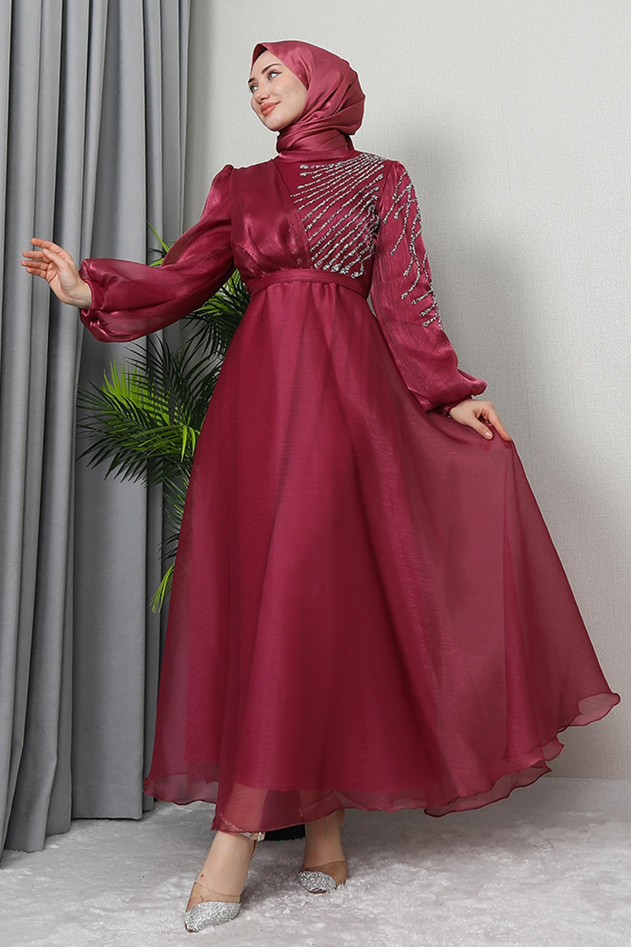 Belçin Tesettür Abiye Pembe