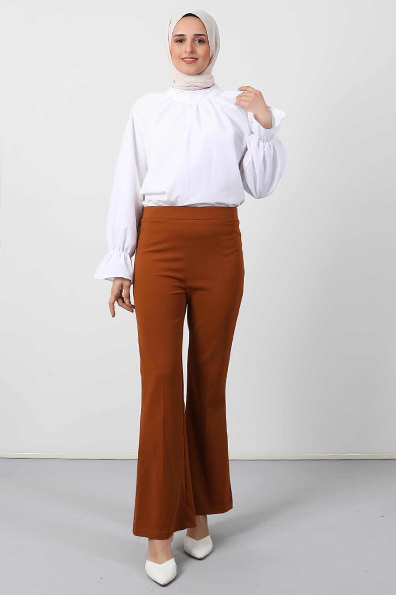 Beli Lastikli İspanyol Pantolon Hardal