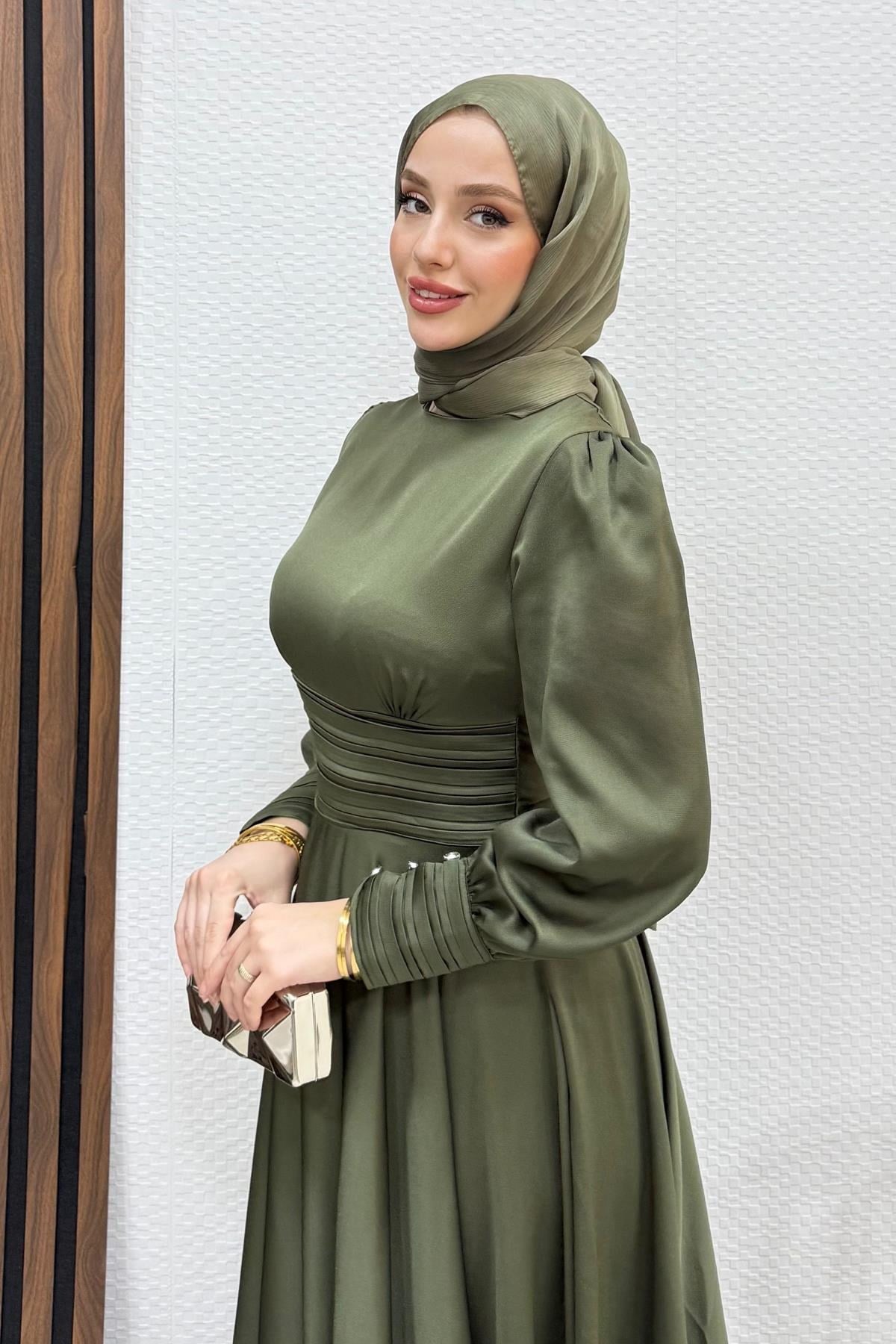 Beli Pileli Saten Abiye Haki