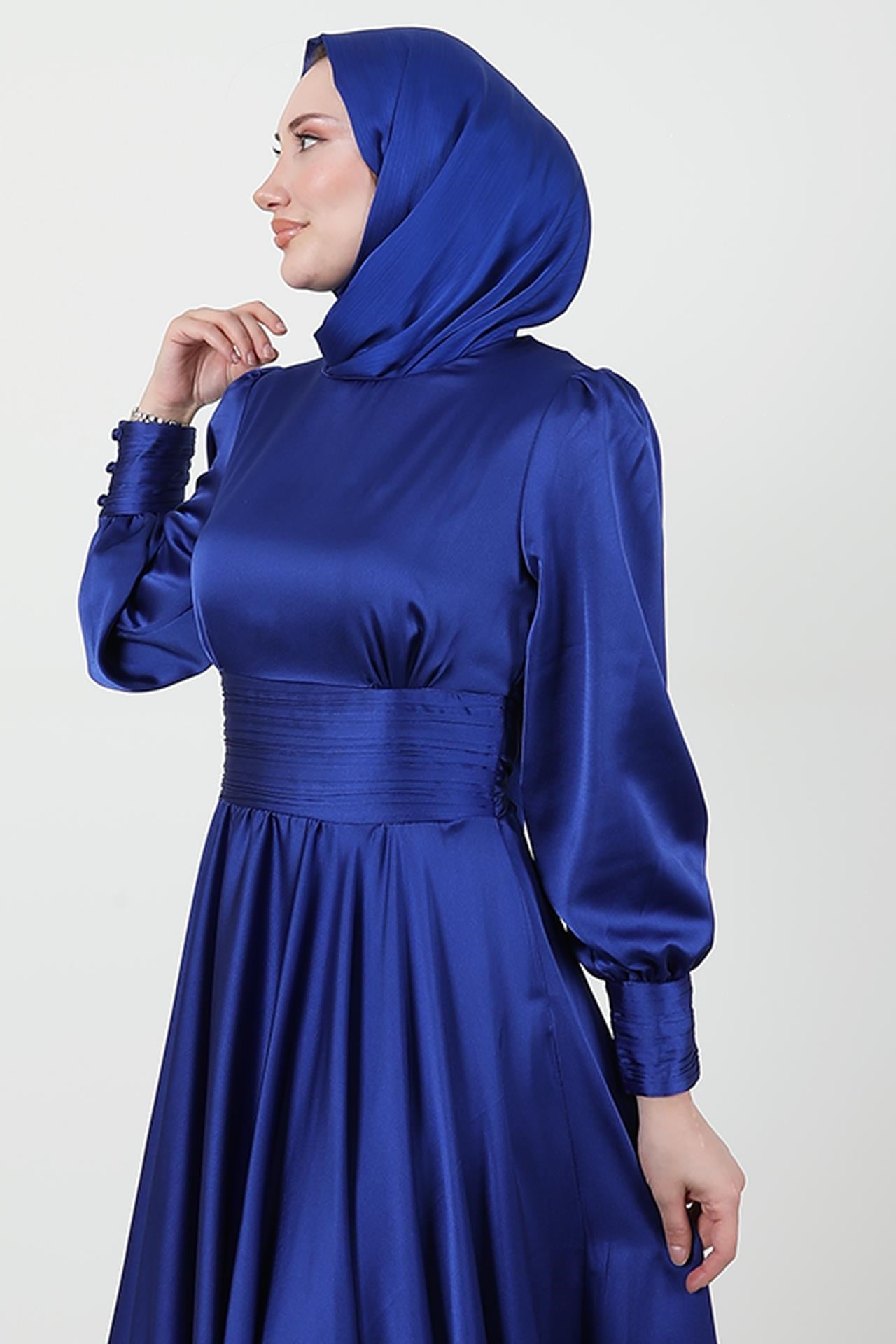 Beli Pileli Saten Abiye Saks