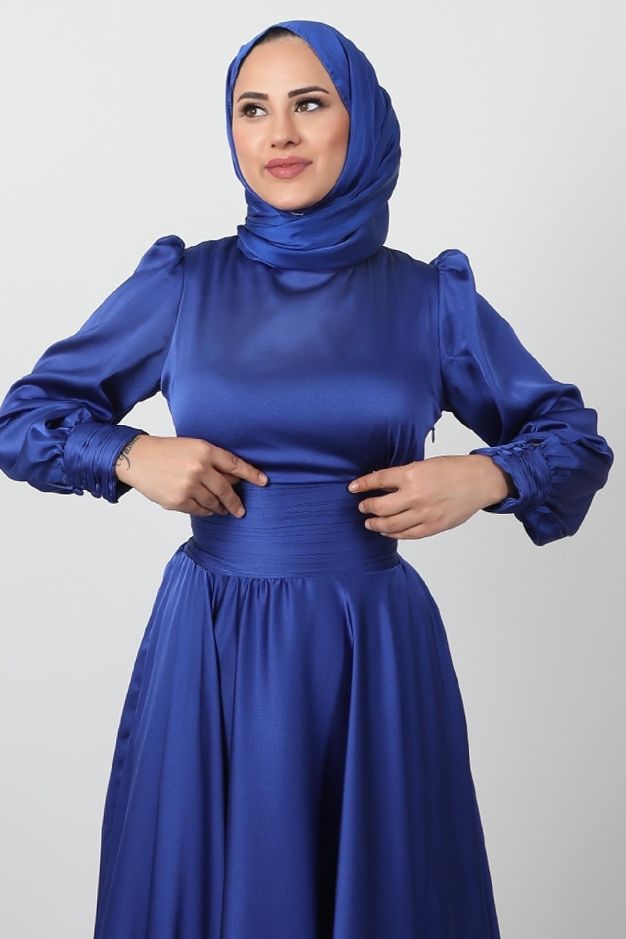 Beli Pileli Saten Abiye Saks