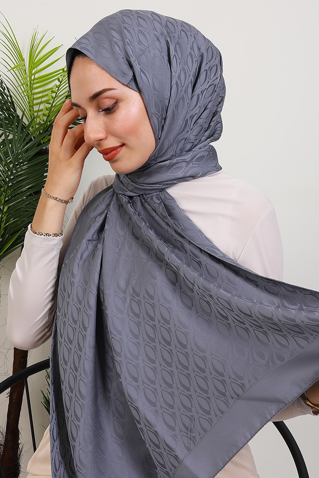 Belis Desen Şal Koyu Gri