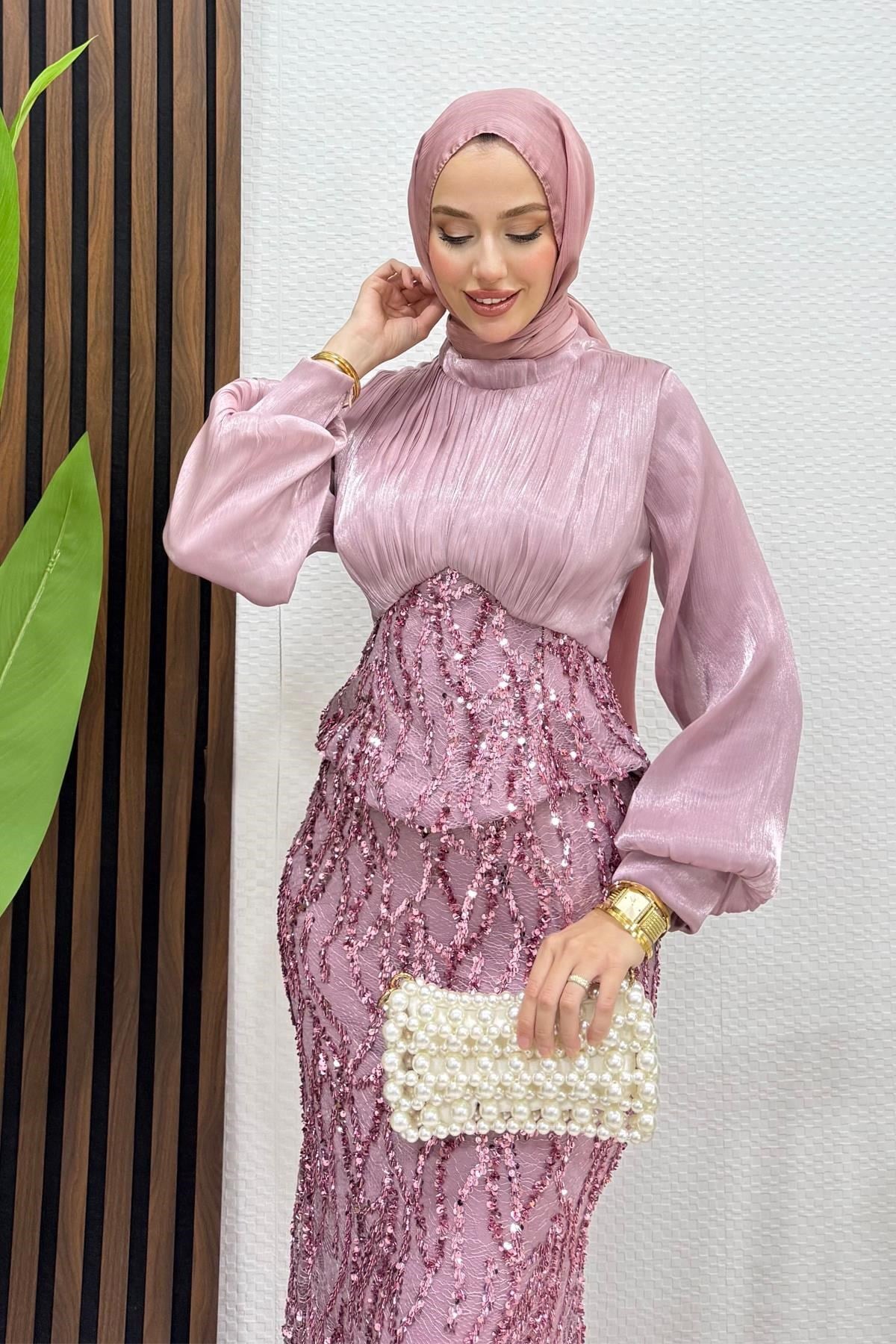 Bengi Pul İşleme Abiye Gül Kurusu