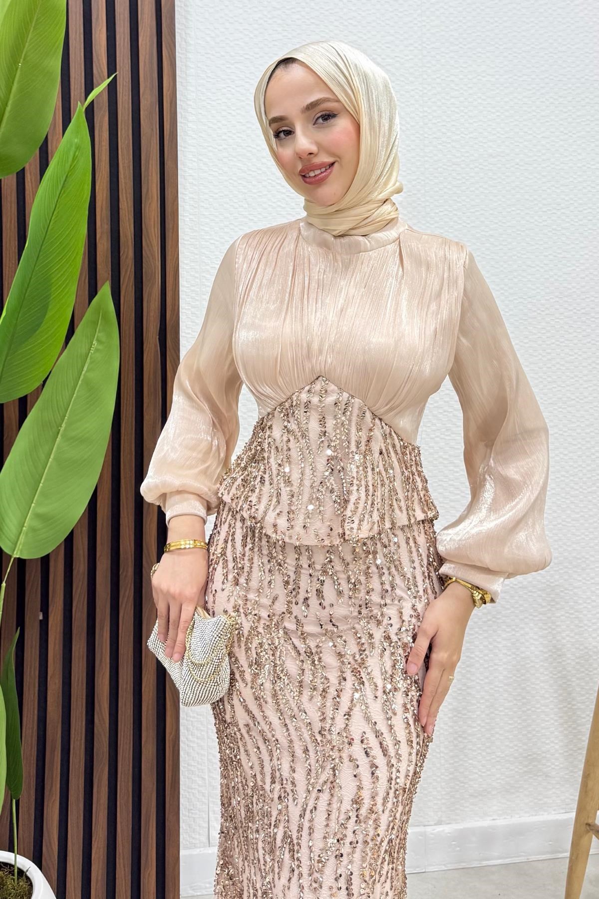 Bengi Pul İşleme Abiye Krem