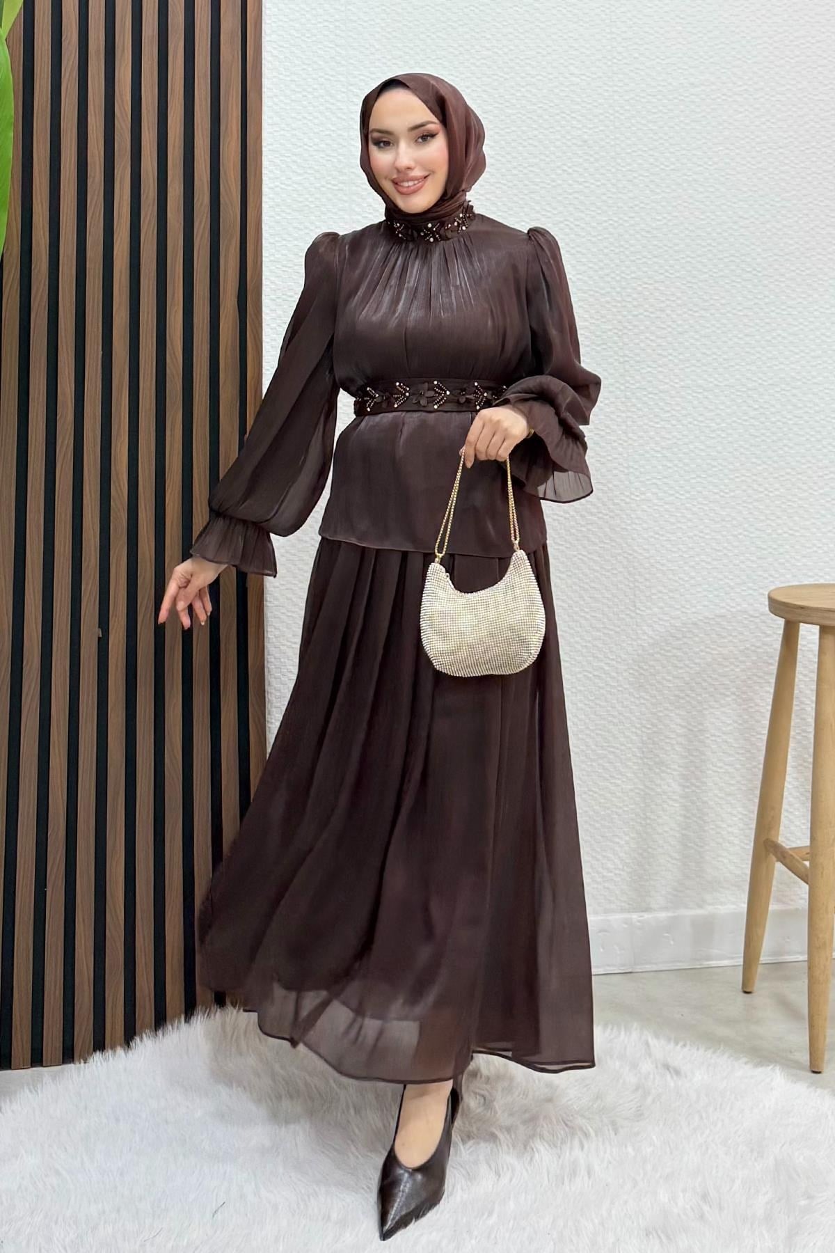 Bensu Yoryo Takım Abiye Acı Kahve