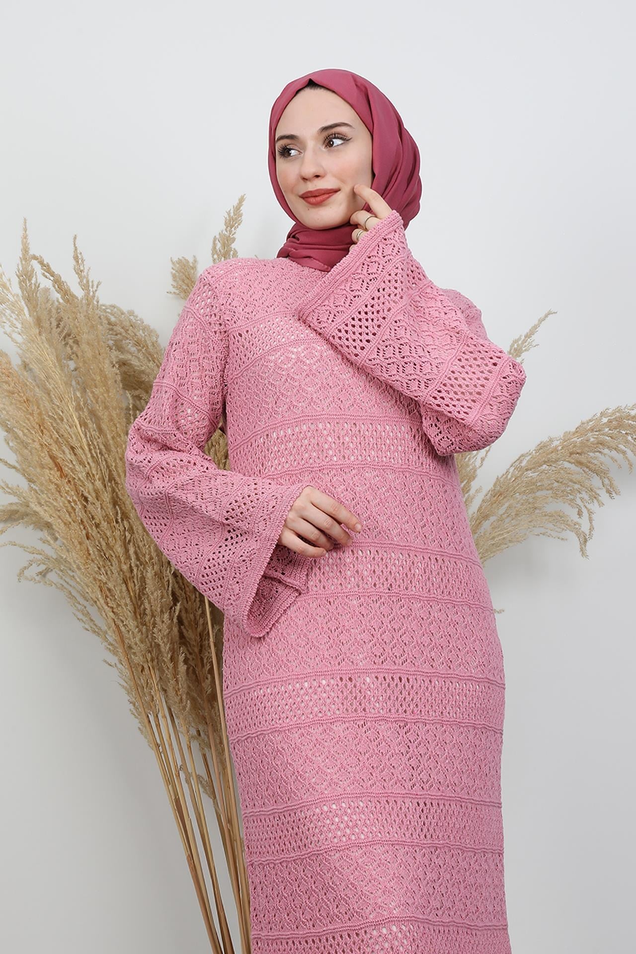 Beste Örgü Elbise Pembe