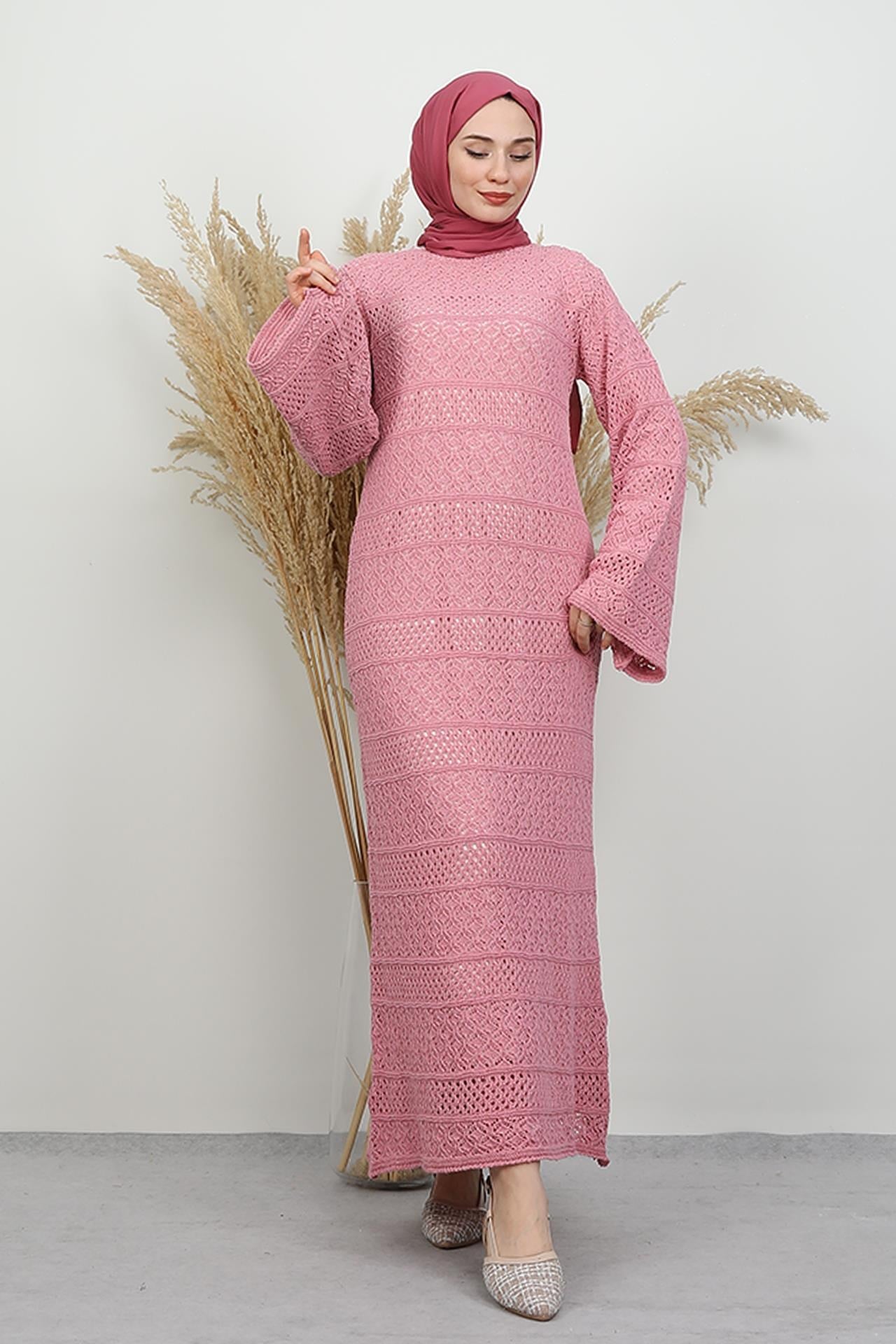 Beste Örgü Elbise Pembe