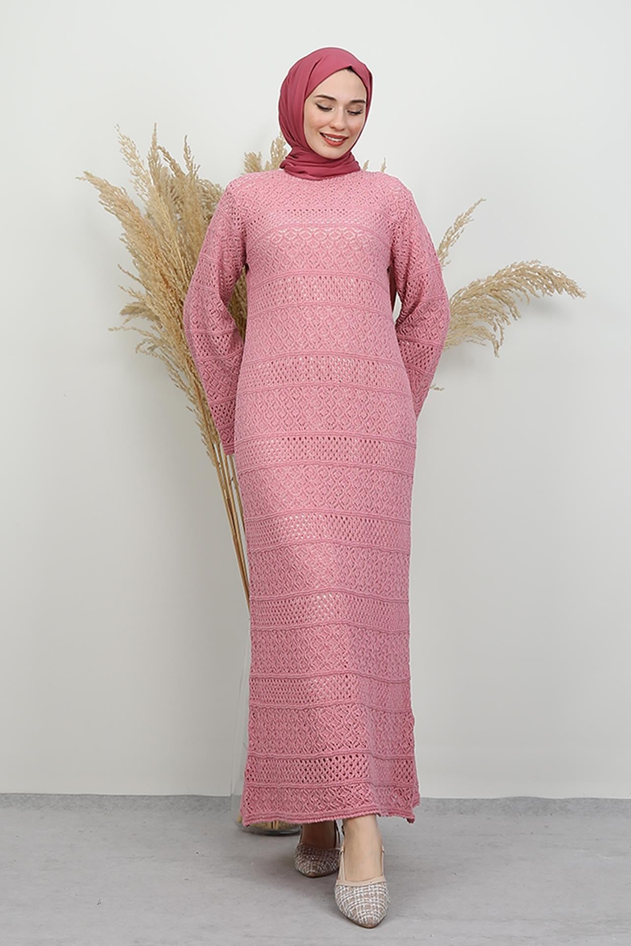 Beste Örgü Elbise Pembe