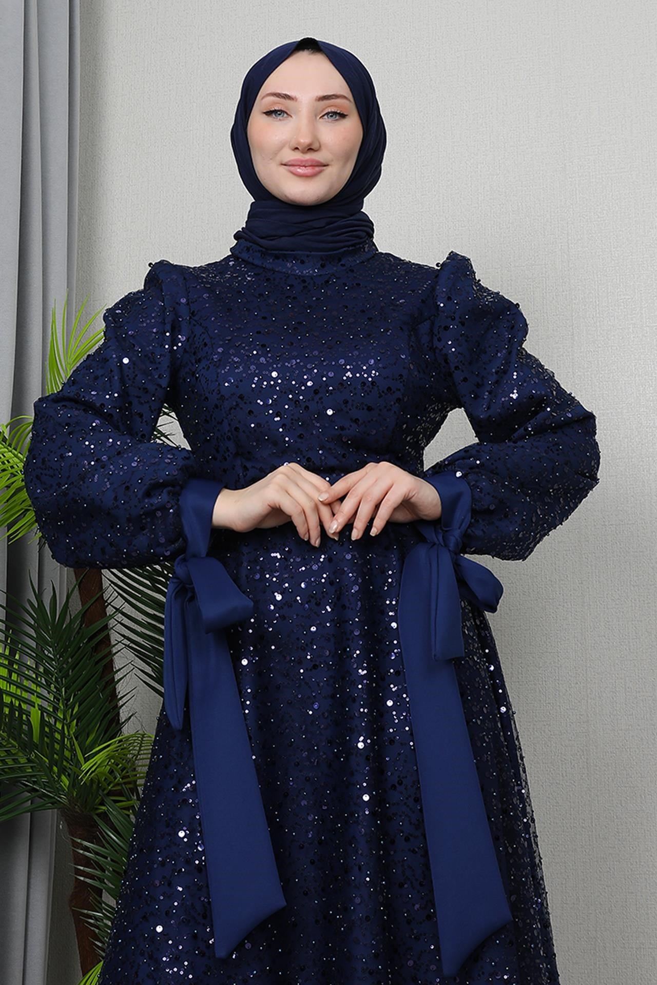 Betül Tesettür Abiye Lacivert