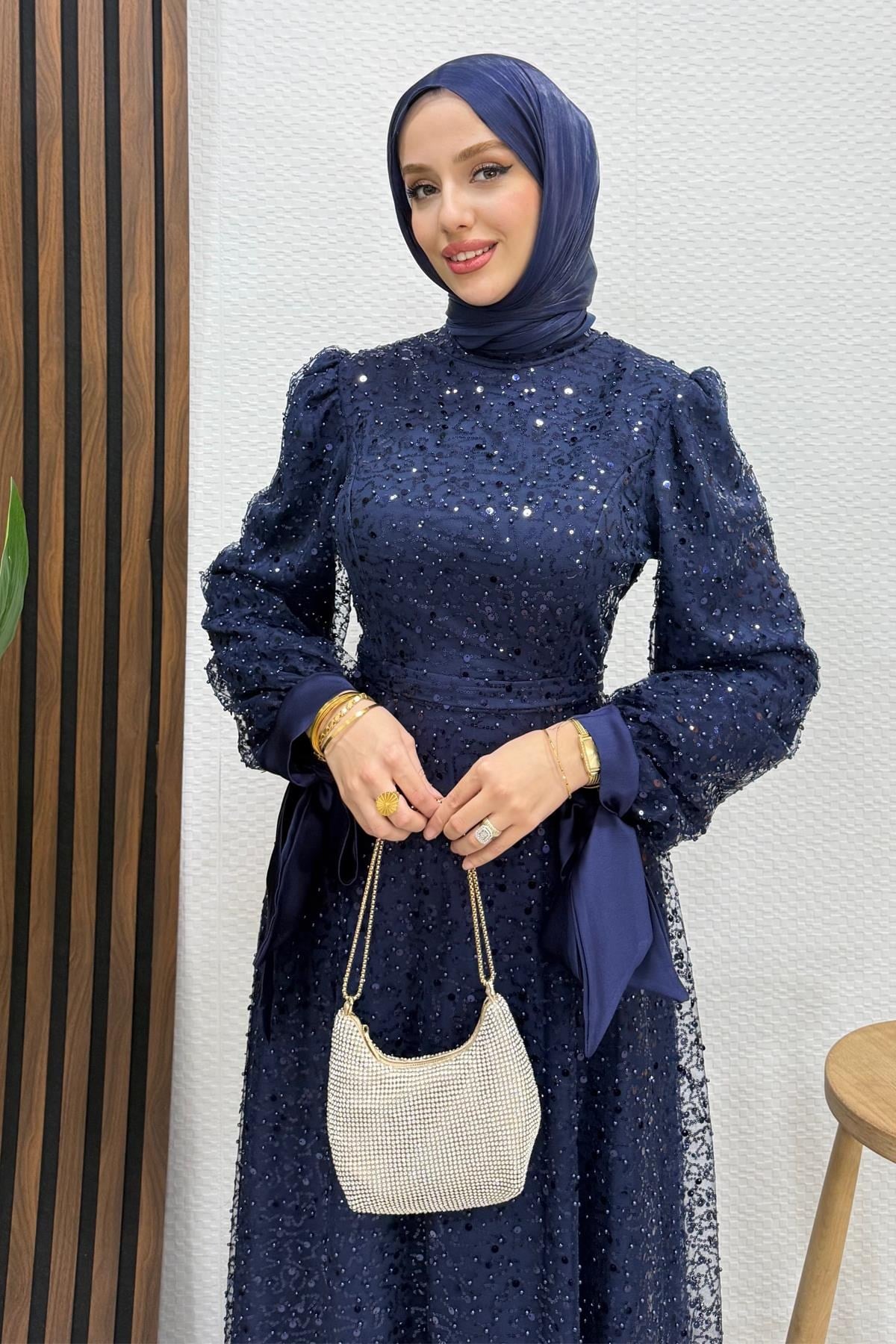 Betül Tesettür Abiye Lacivert