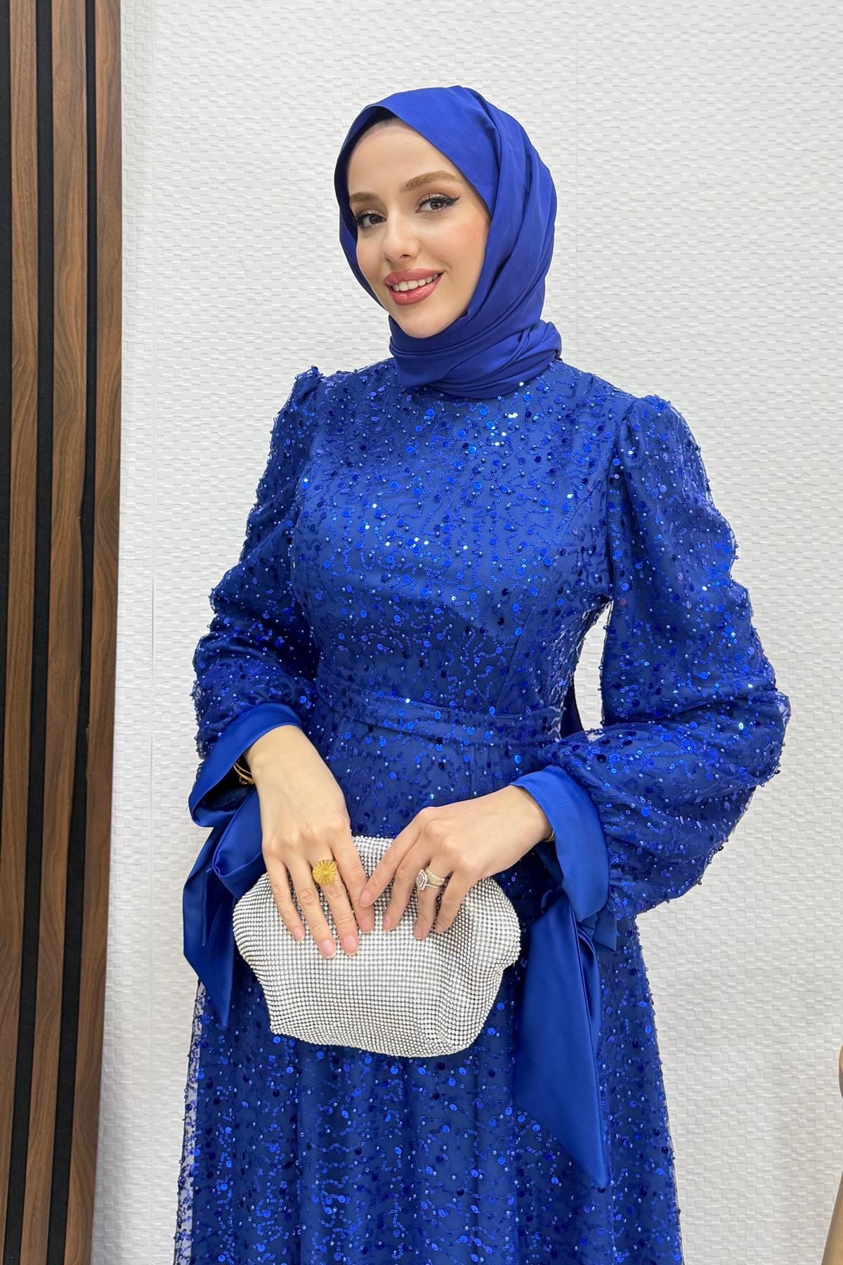 Betül Tesettür Abiye Saks