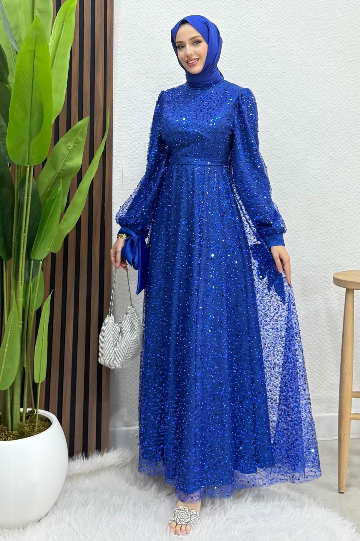 Betül Tesettür Abiye Saks