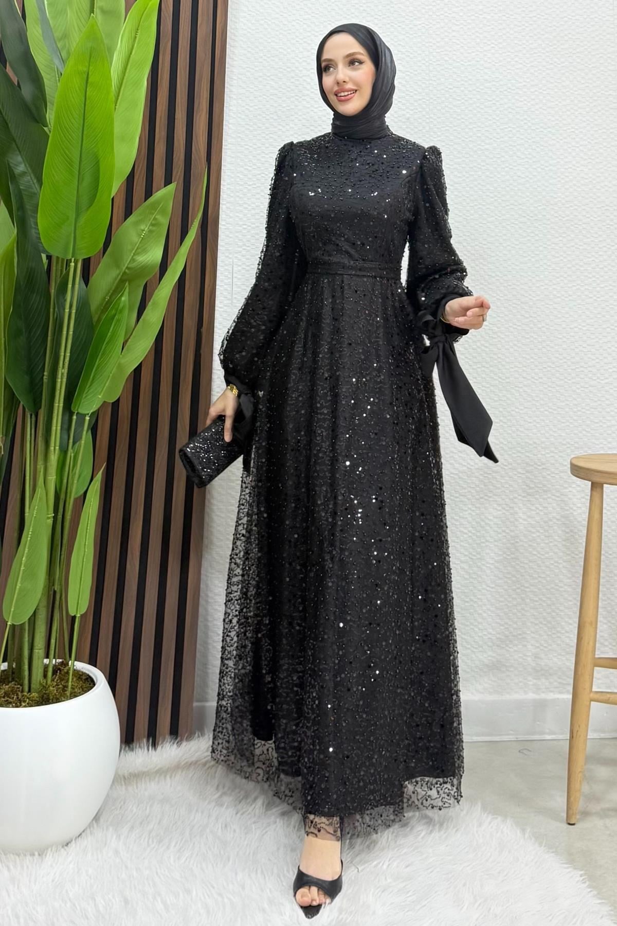 Betül Tesettür Abiye Siyah