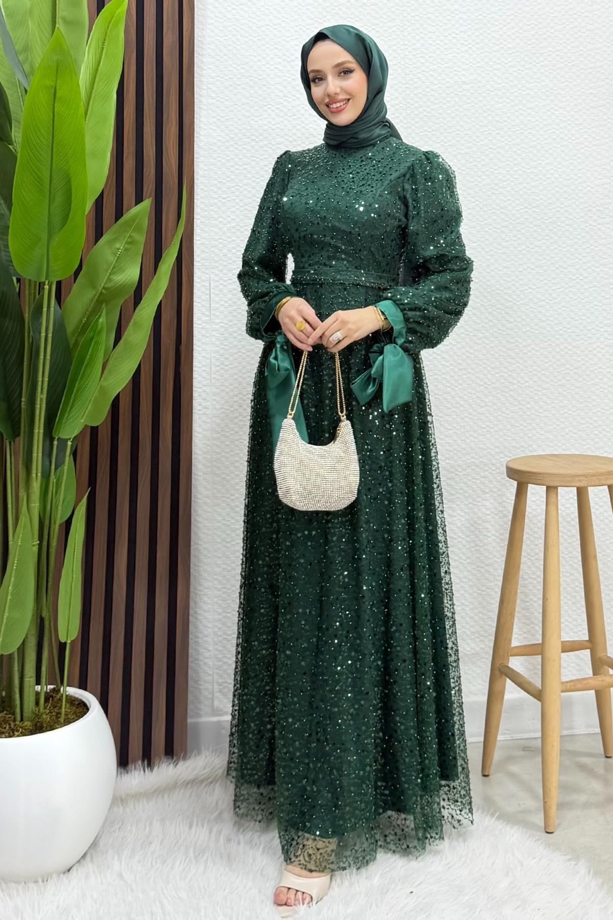 Betül Tesettür Abiye Zümrüt