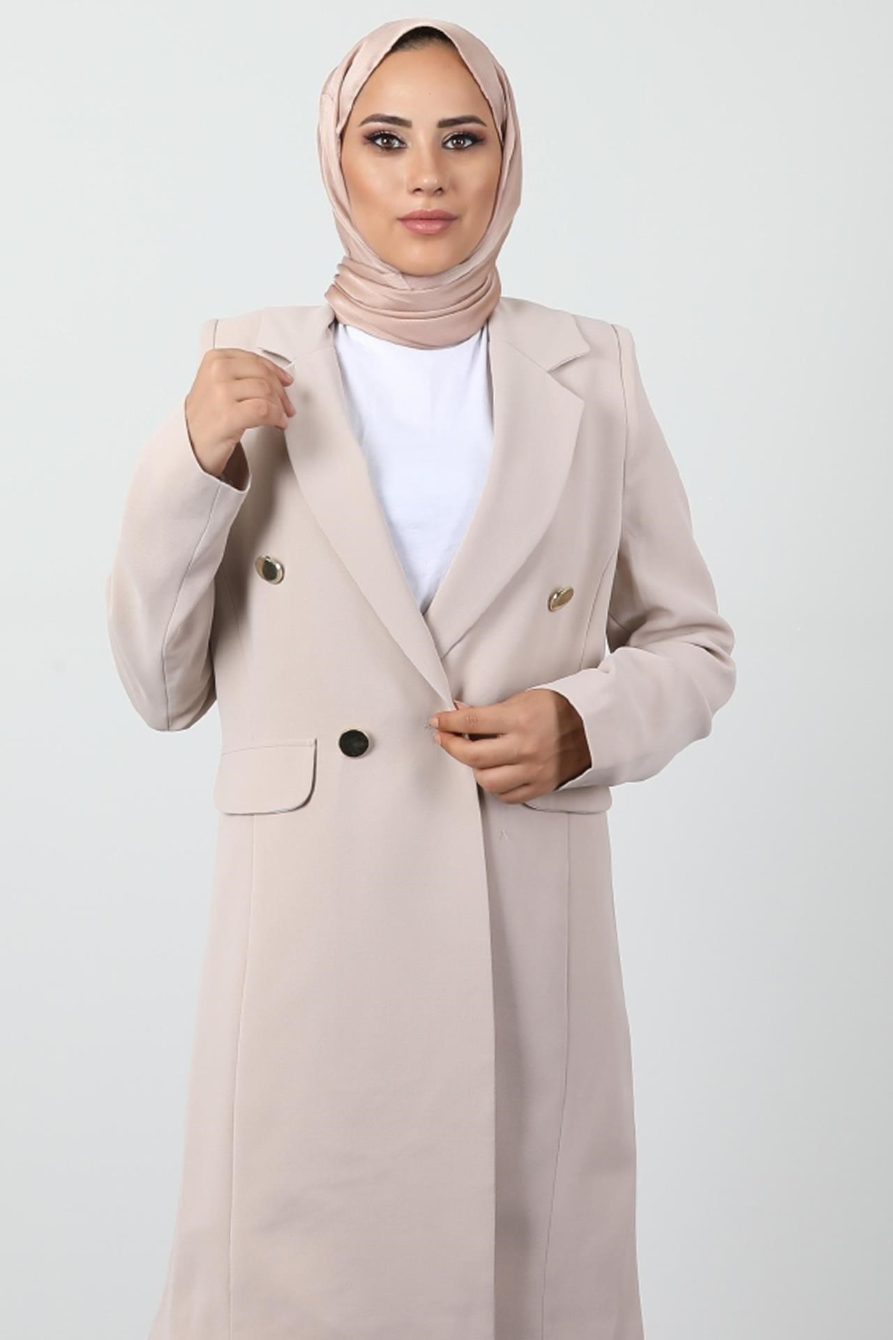 Blazer Ceket Takım Bej