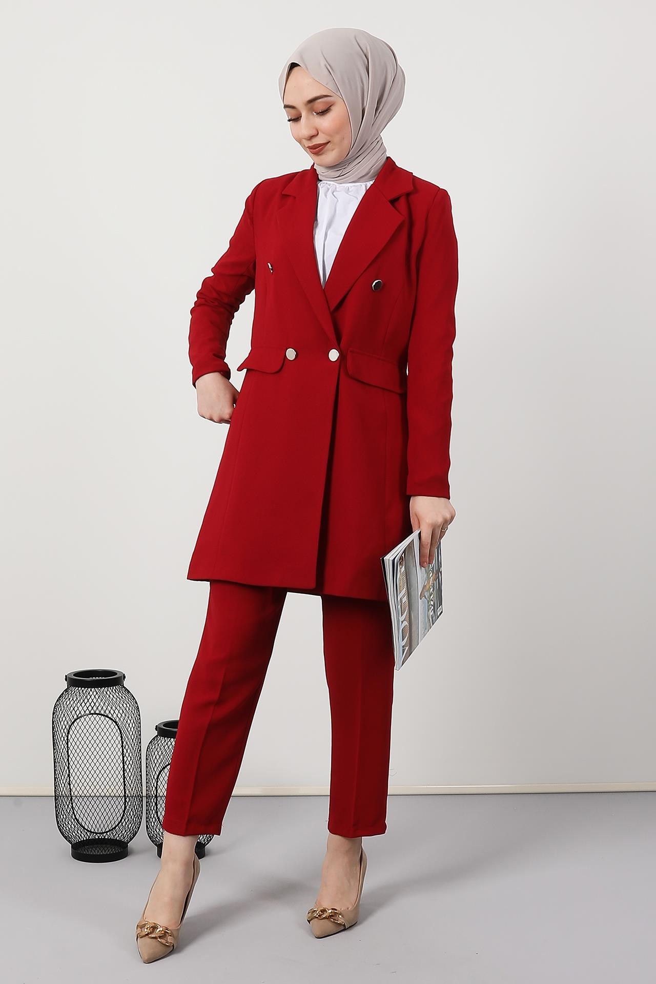 Blazer Ceket Takım Bordo