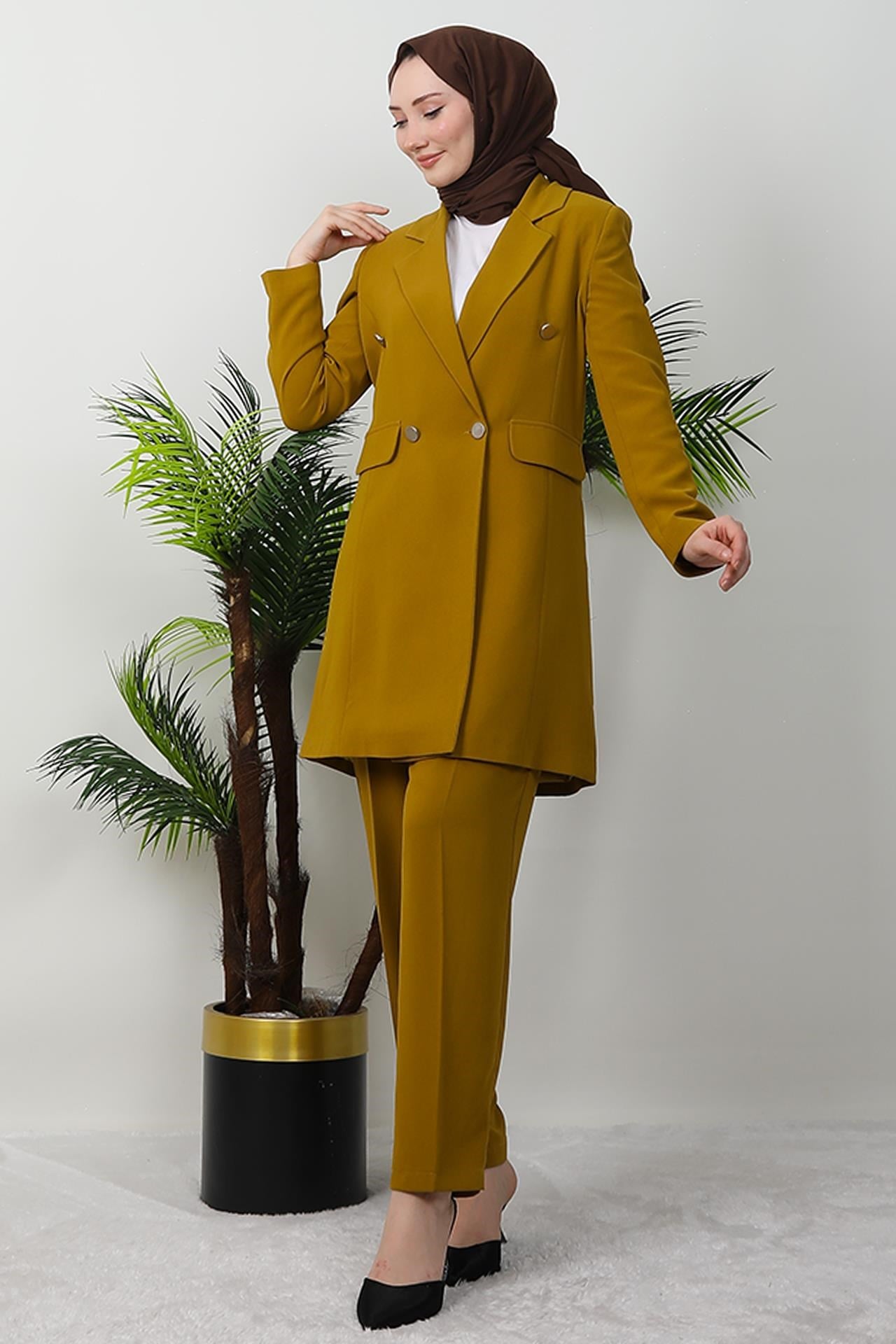 Blazer Ceket Takım Hardal