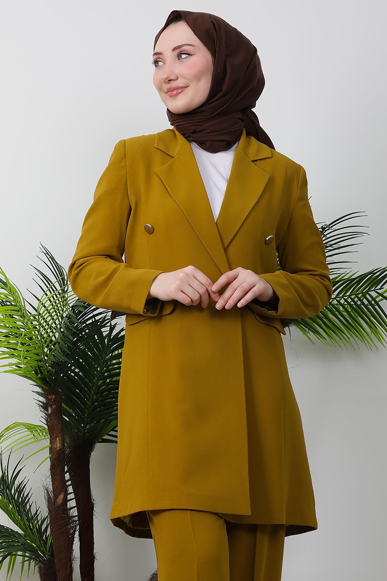Blazer Ceket Takım Hardal