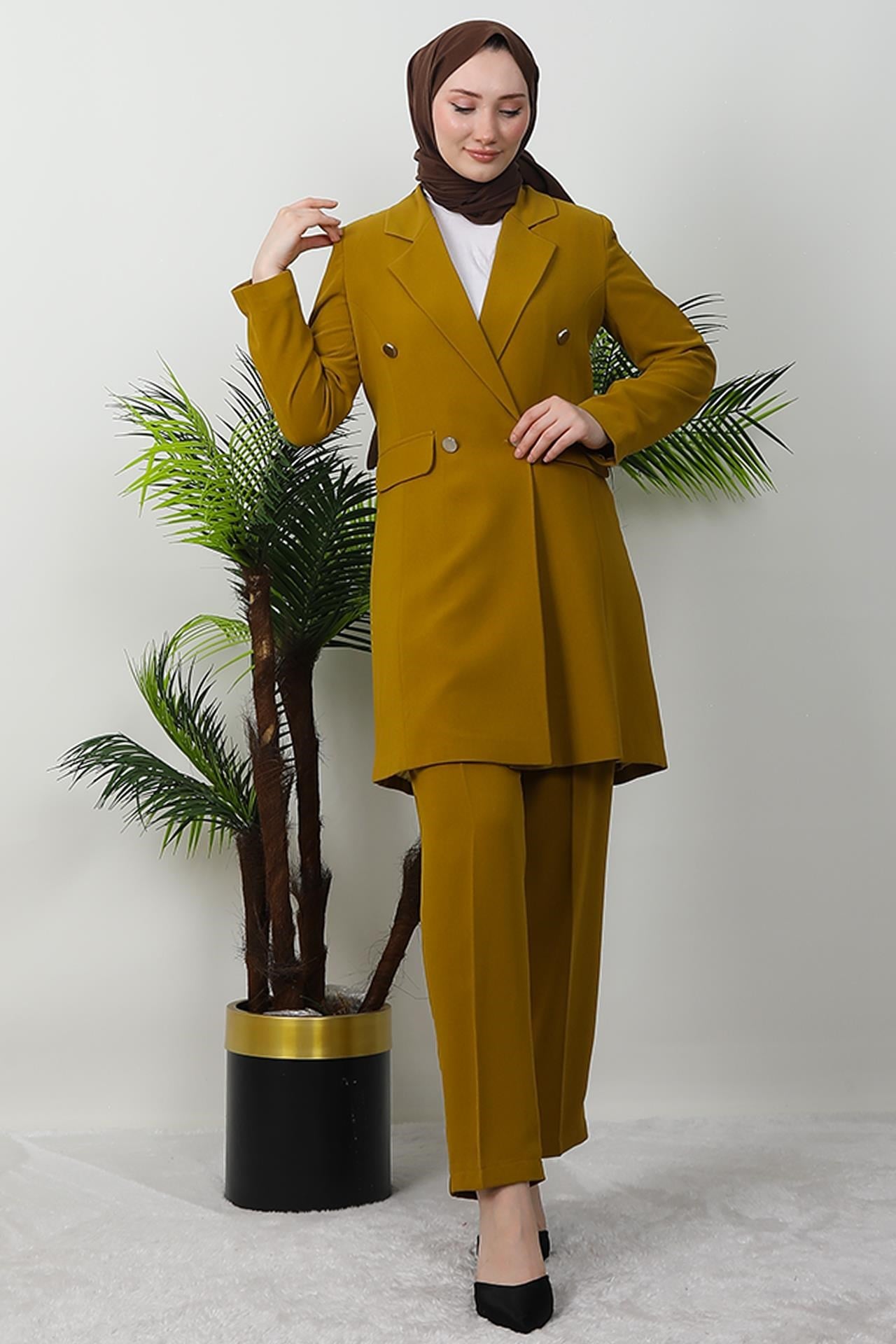 Blazer Ceket Takım Hardal