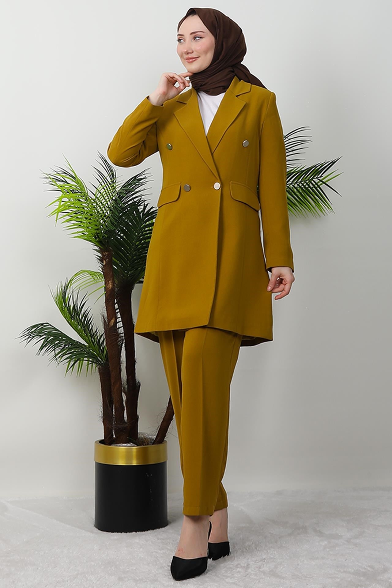 Blazer Ceket Takım Hardal