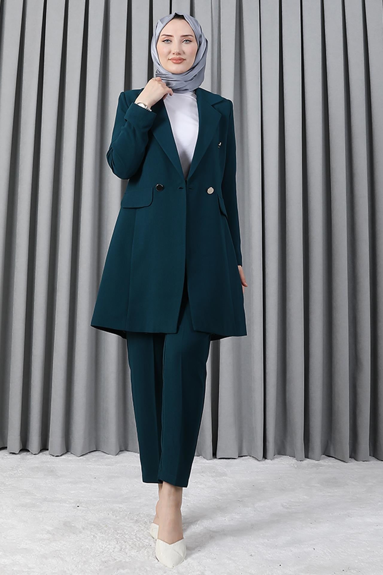 Blazer Ceket Takım Koyu Petrol