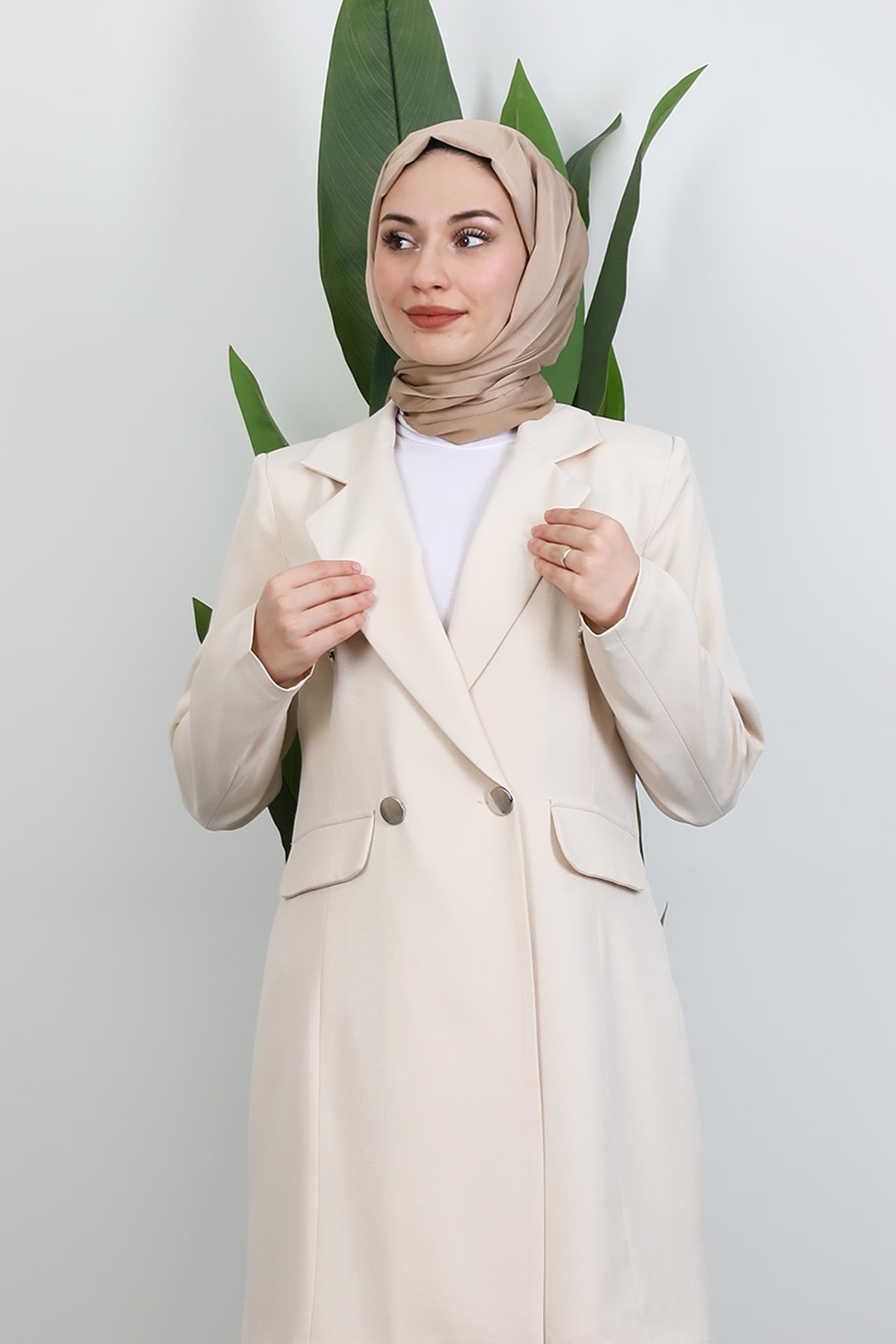 Blazer Ceket Takım Krem