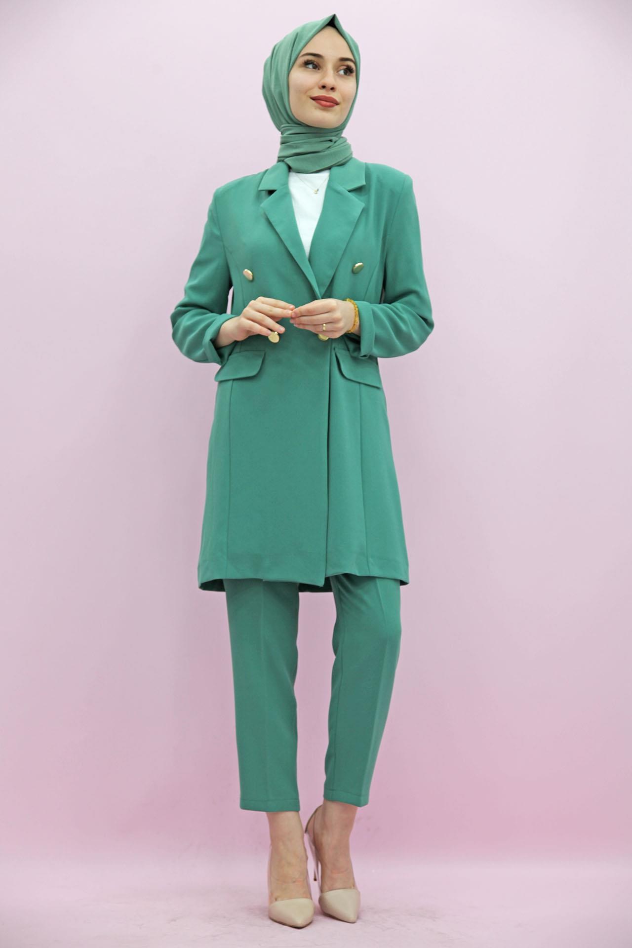Blazer Ceket Takım Mint