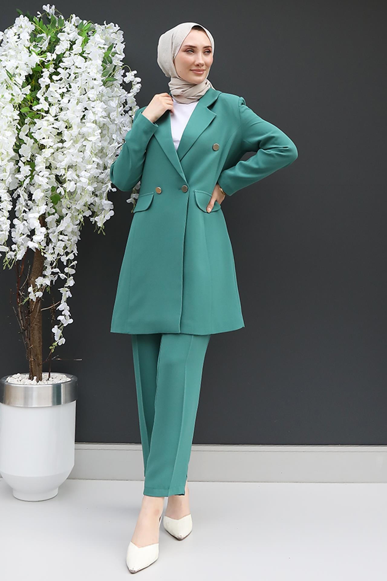 Blazer Ceket Takım Mint