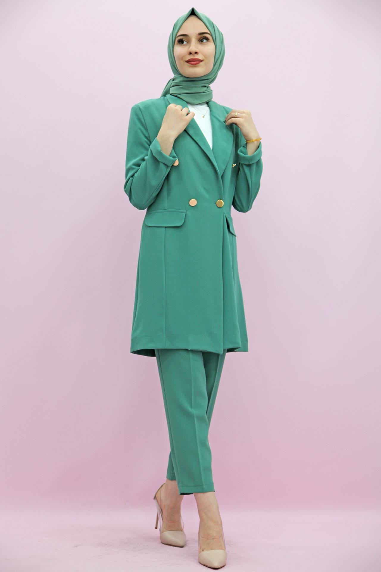 Blazer Ceket Takım Mint