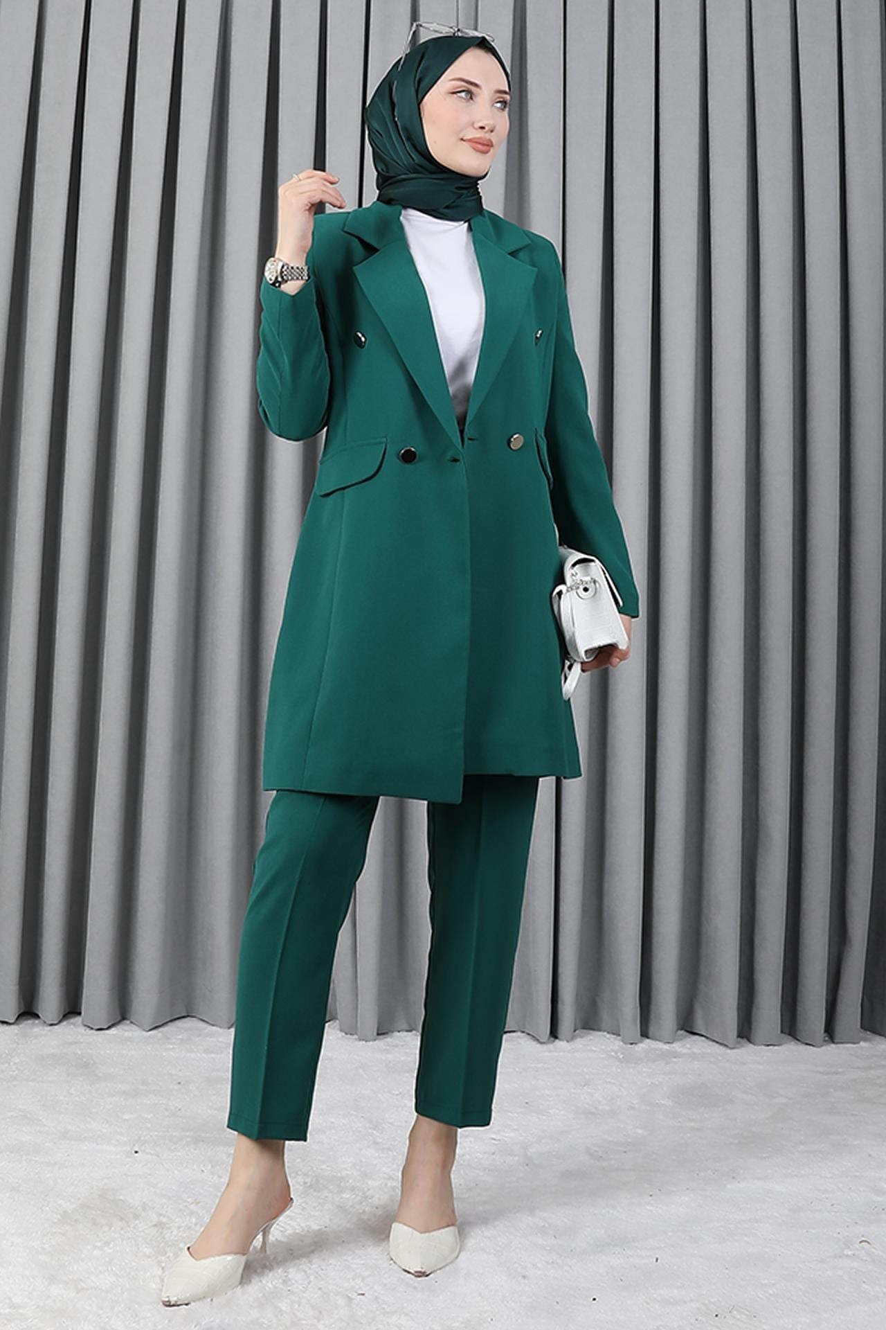 Blazer Ceket Takım Zümrüt