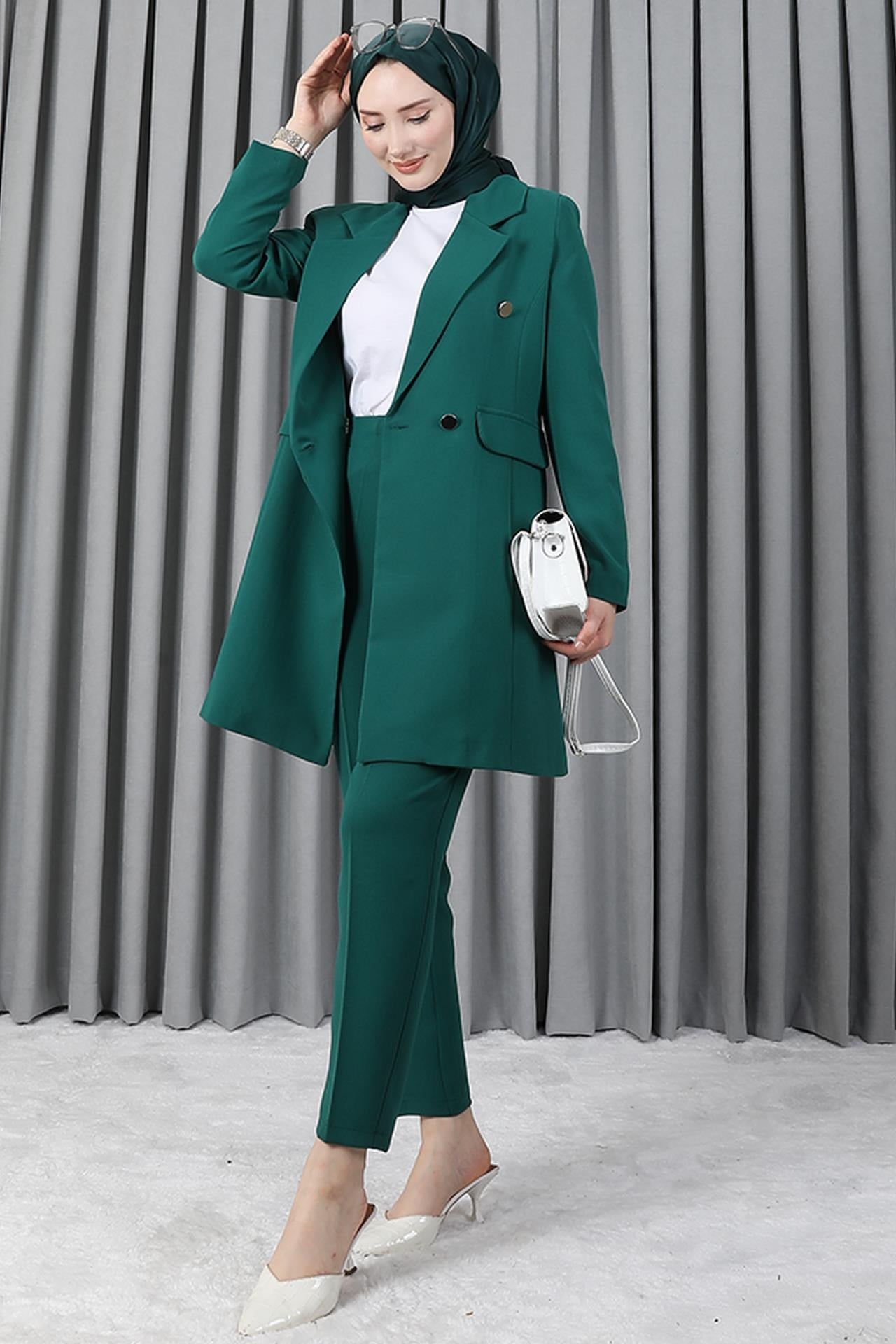 Blazer Ceket Takım Zümrüt
