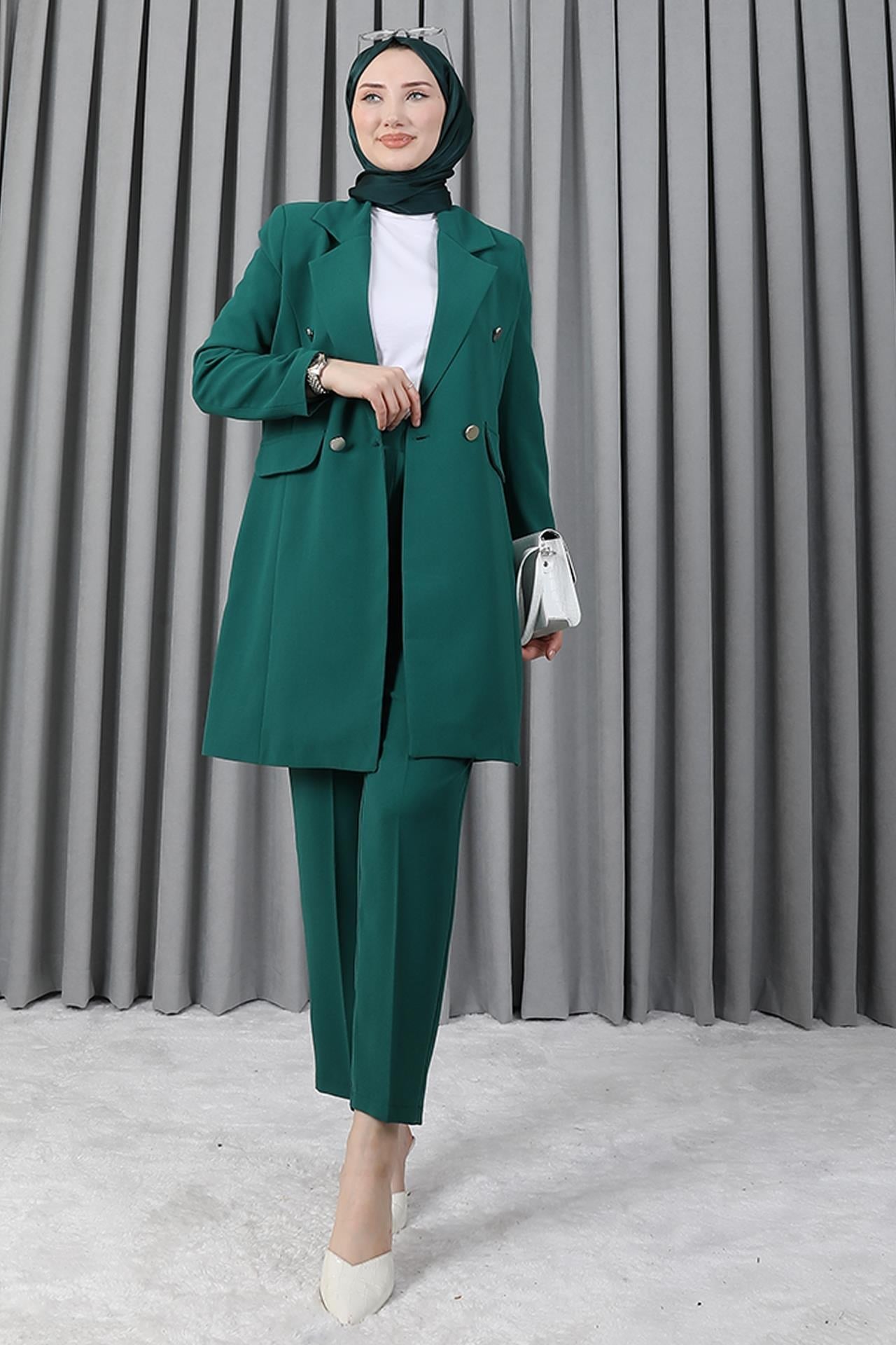 Blazer Ceket Takım Zümrüt