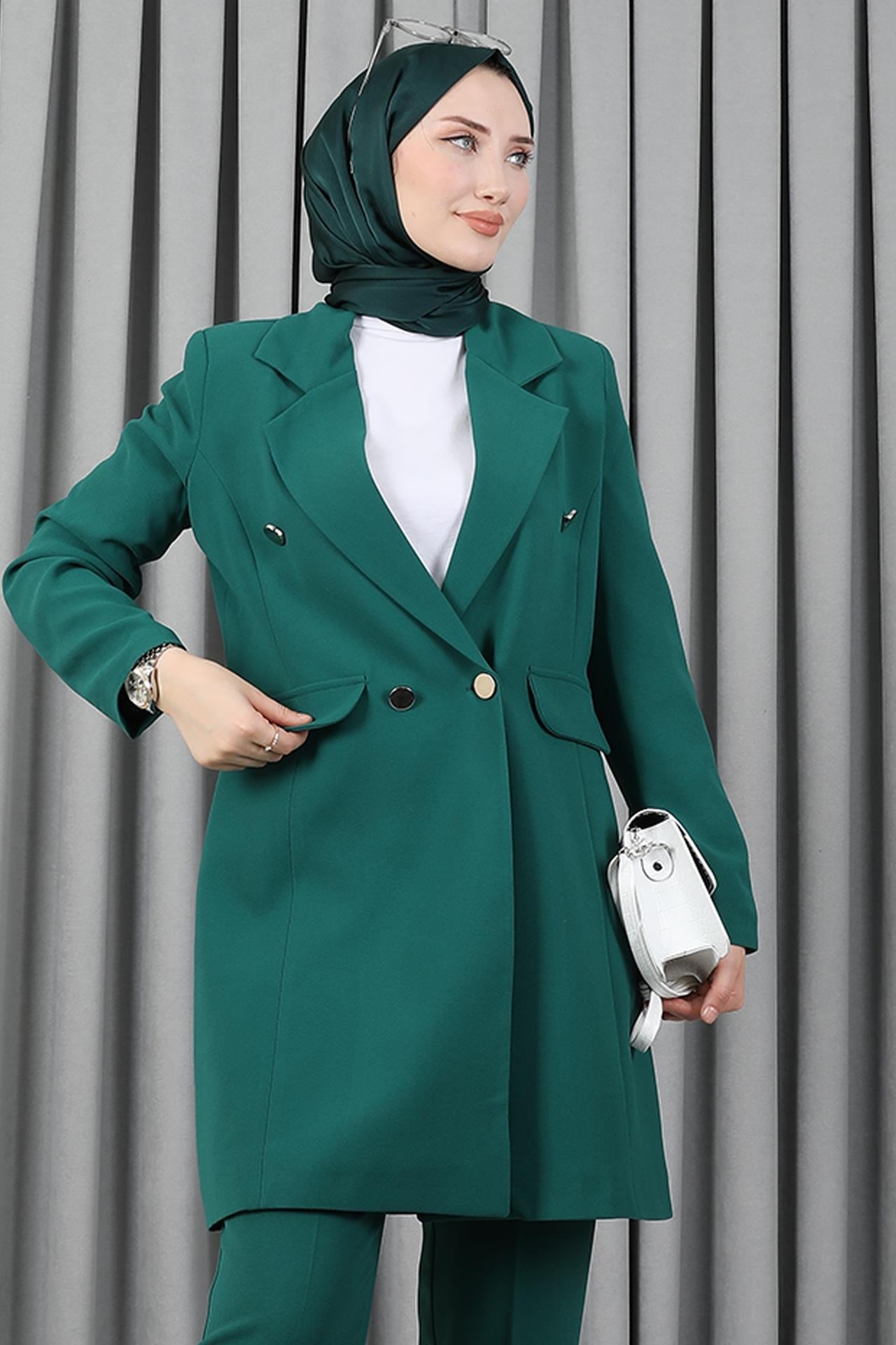Blazer Ceket Takım Zümrüt