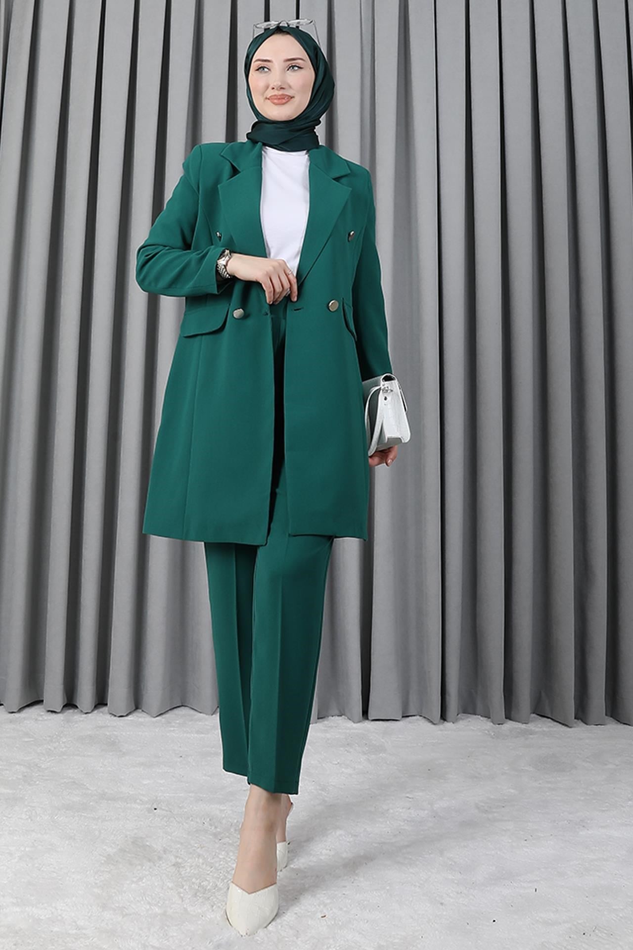 Blazer Ceket Takım Zümrüt