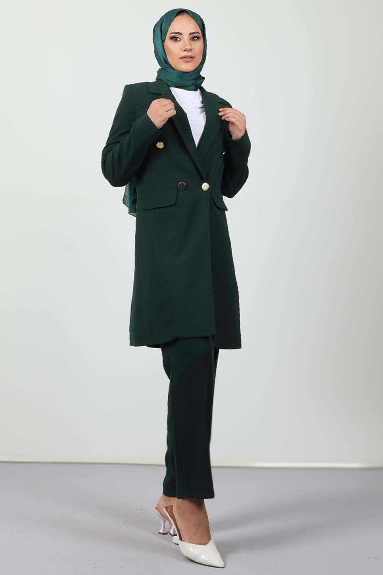 Blazer Ceket Takım Zümrüt