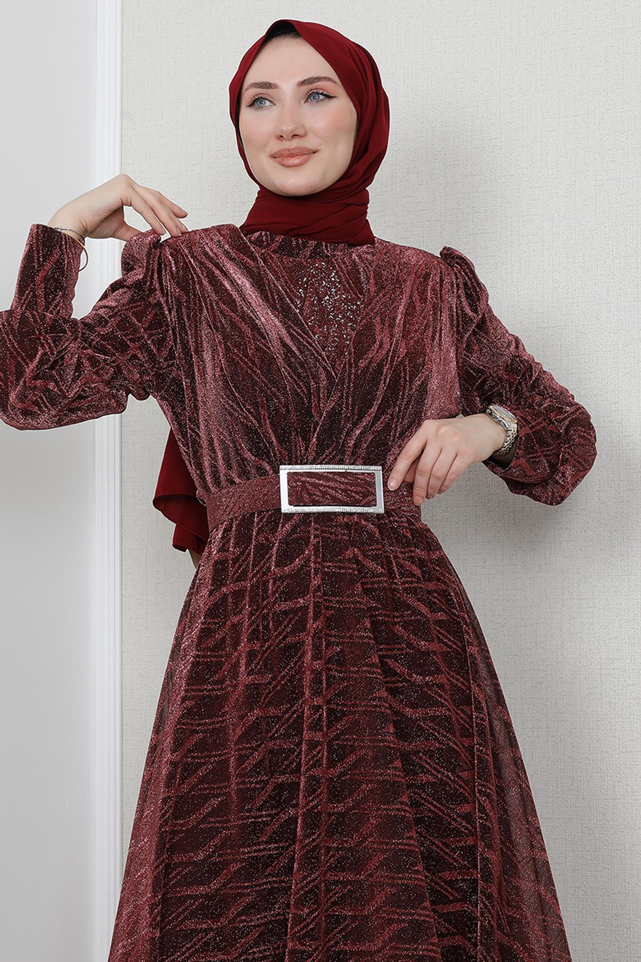 Buğlem Tesettür Elbise Bordo