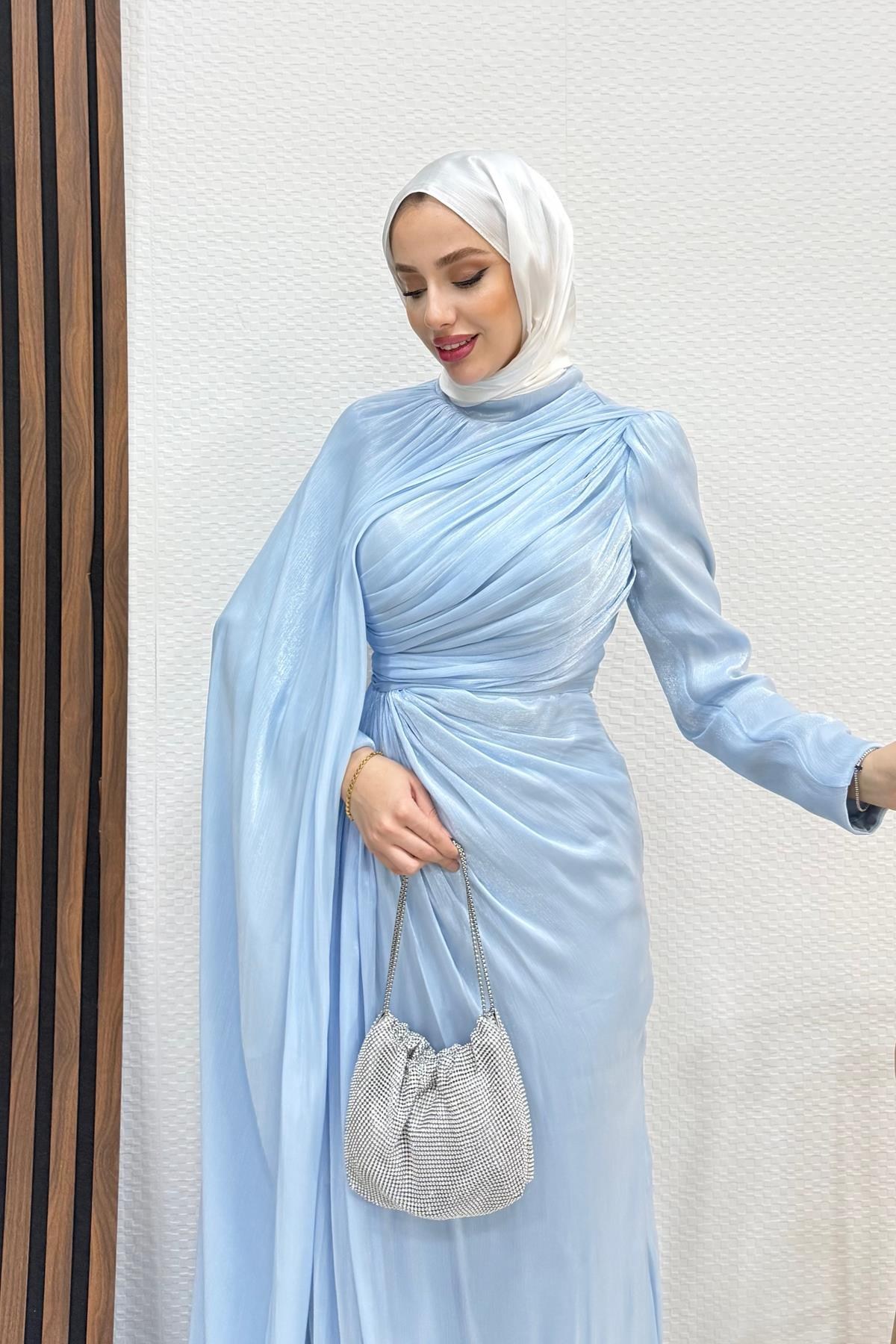 Burcu Tesettür Abiye Bebe Mavi