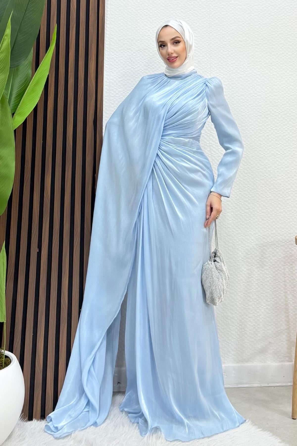 Burcu Tesettür Abiye Bebe Mavi