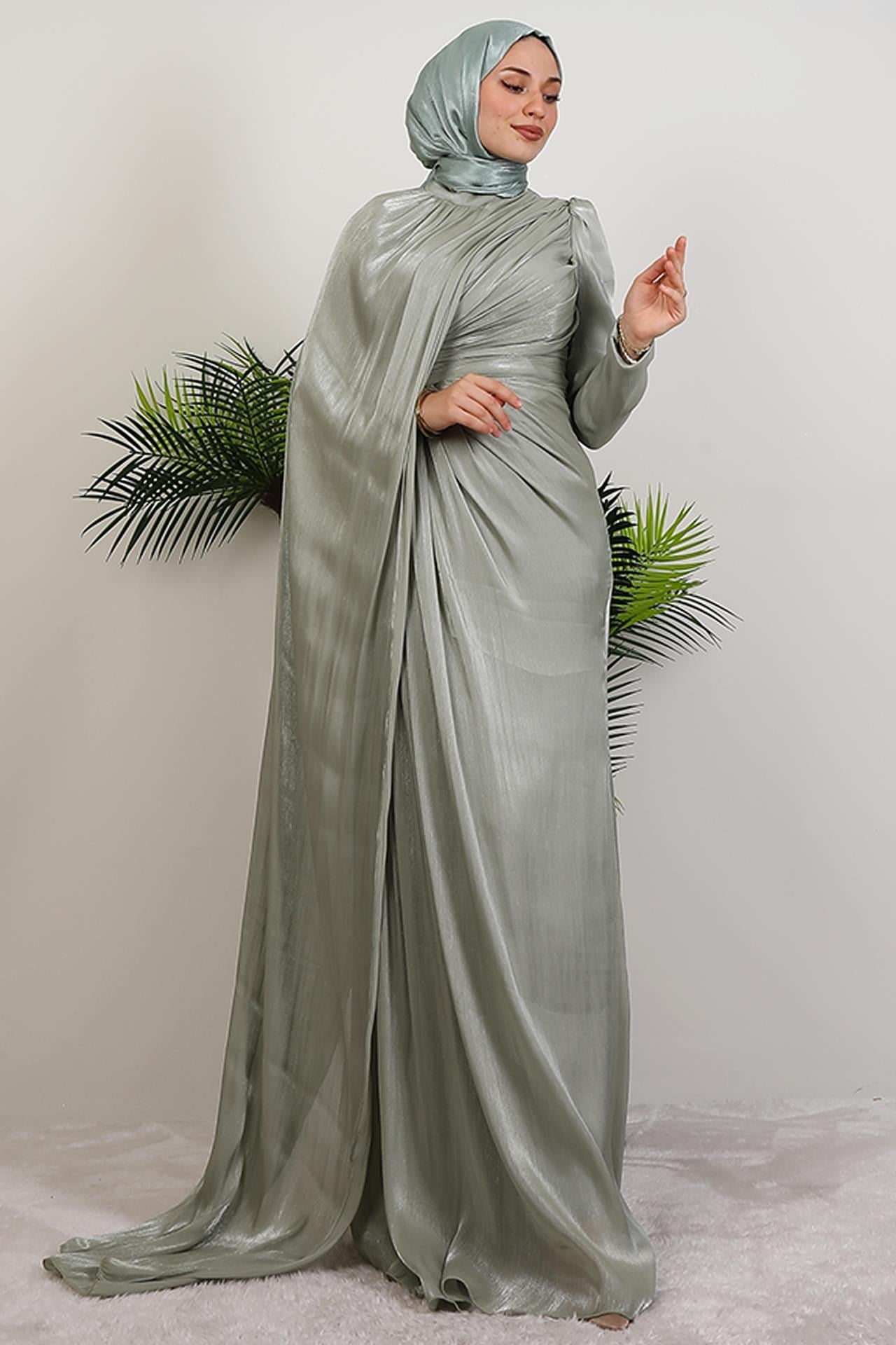 Burcu Tesettür Abiye Mint