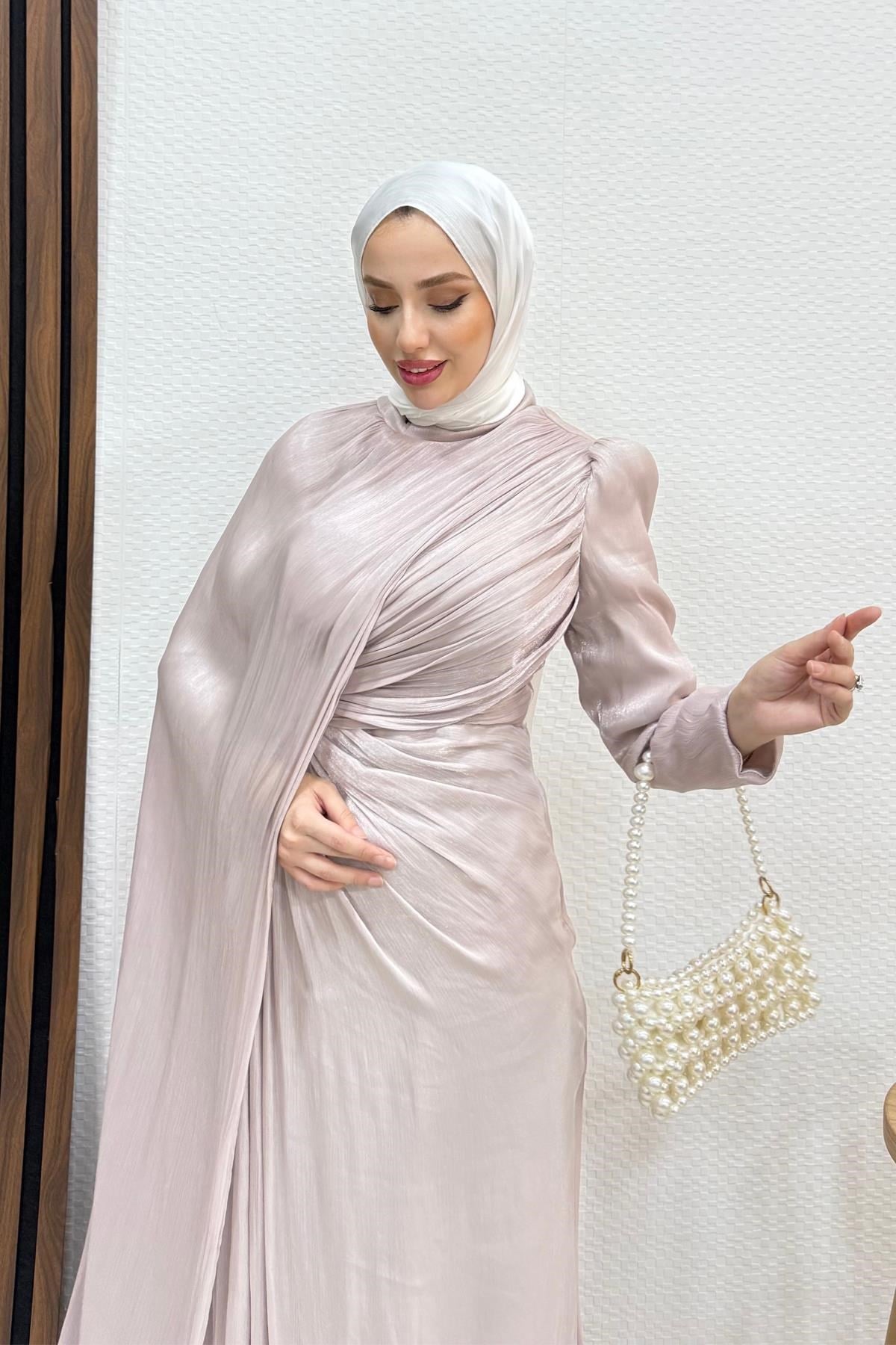 Burcu Tesettür Abiye Pudra