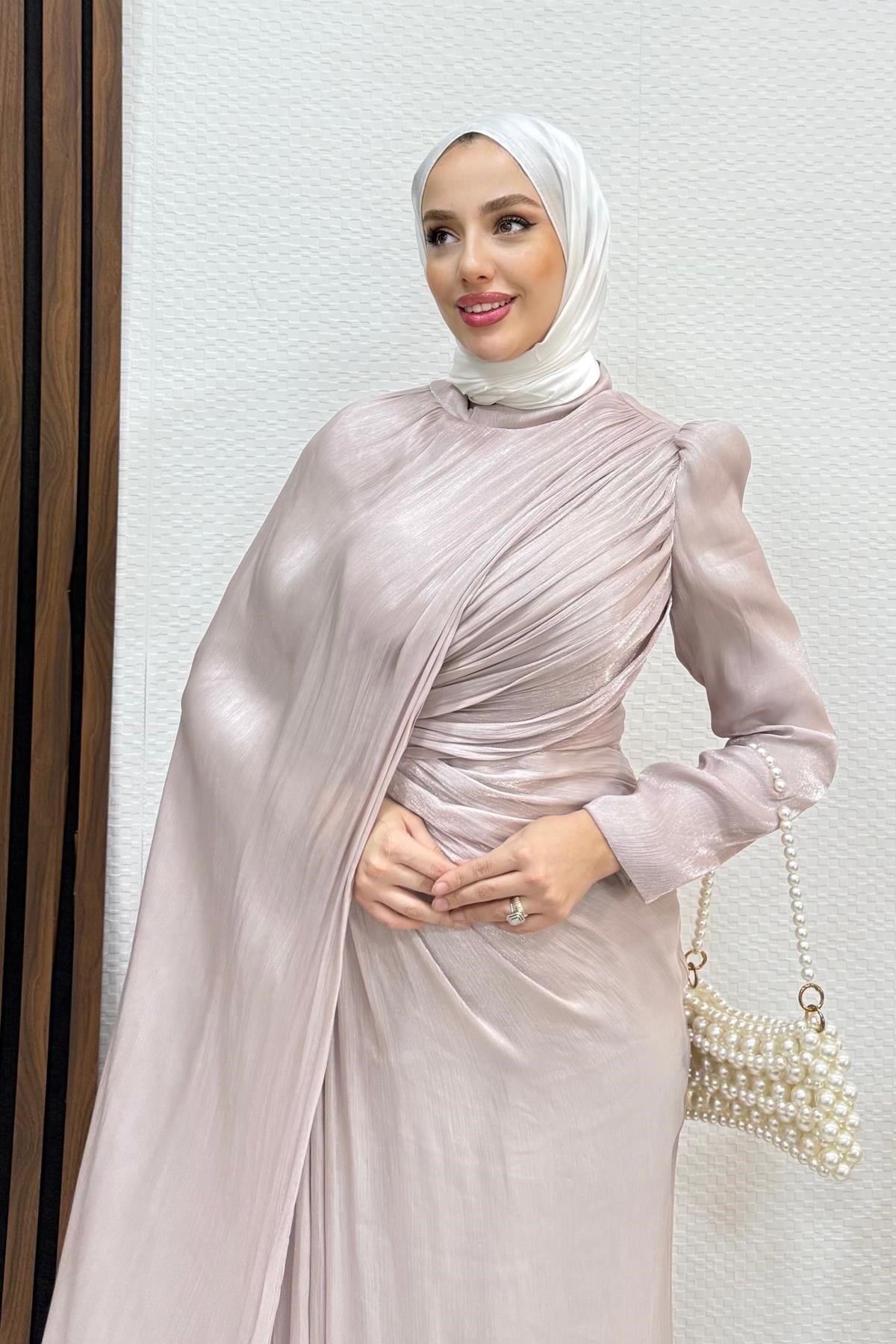 Burcu Tesettür Abiye Pudra