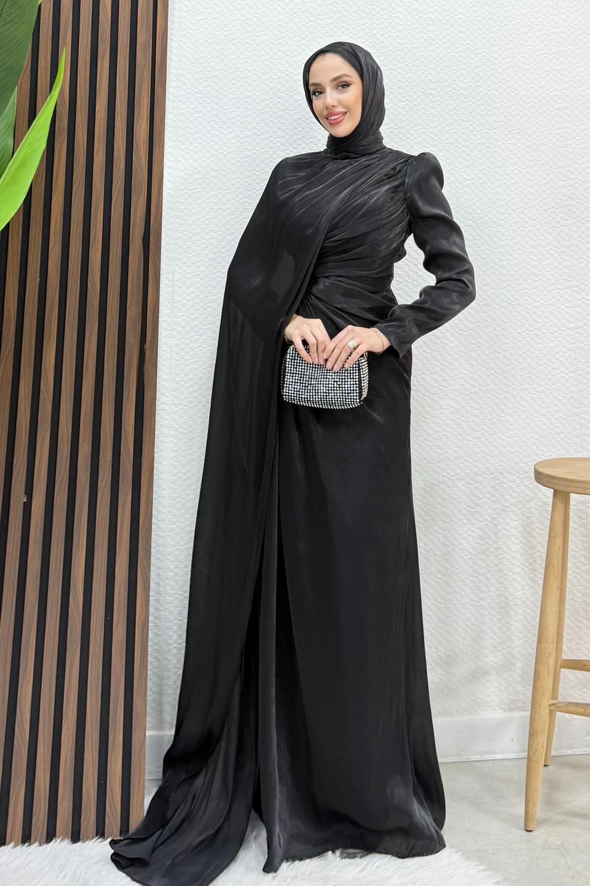 Burcu Tesettür Abiye Siyah