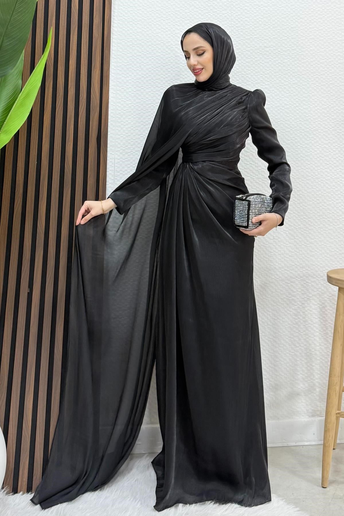 Burcu Tesettür Abiye Siyah