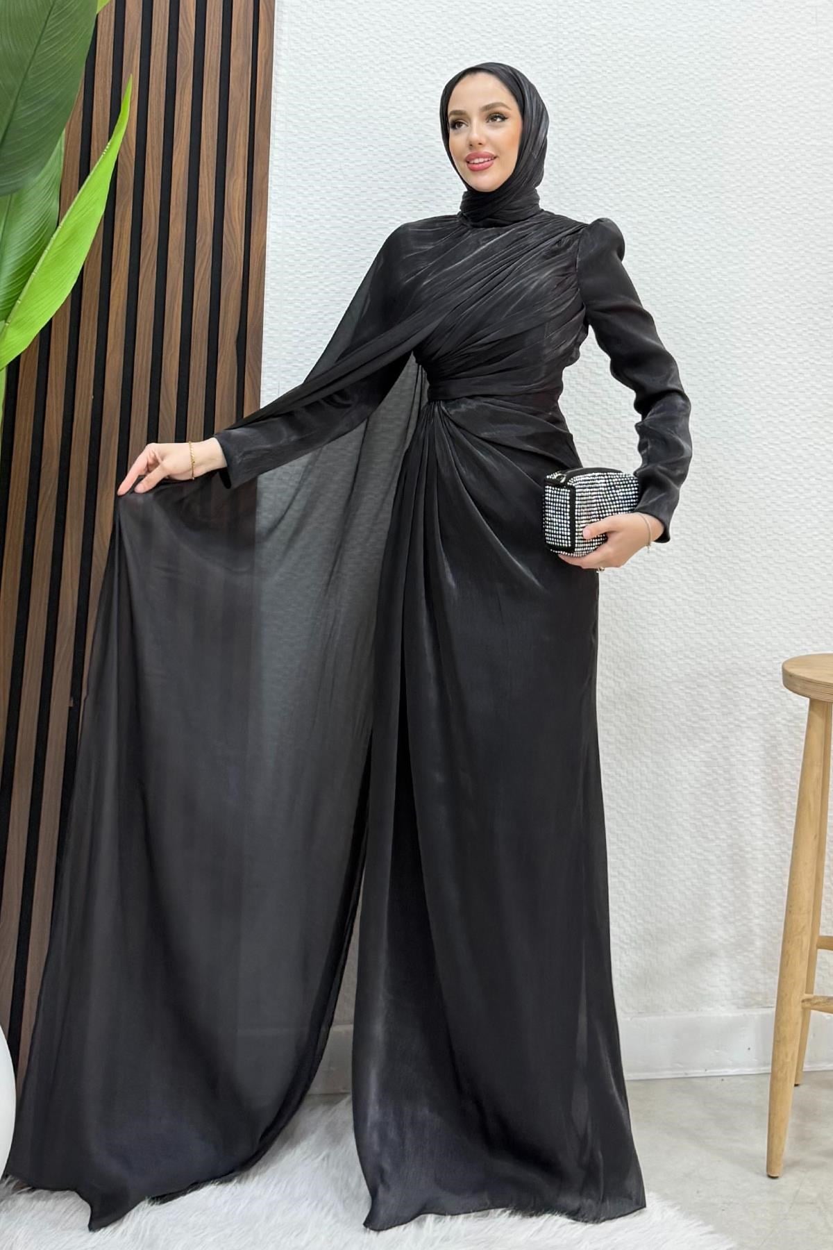 Burcu Tesettür Abiye Siyah