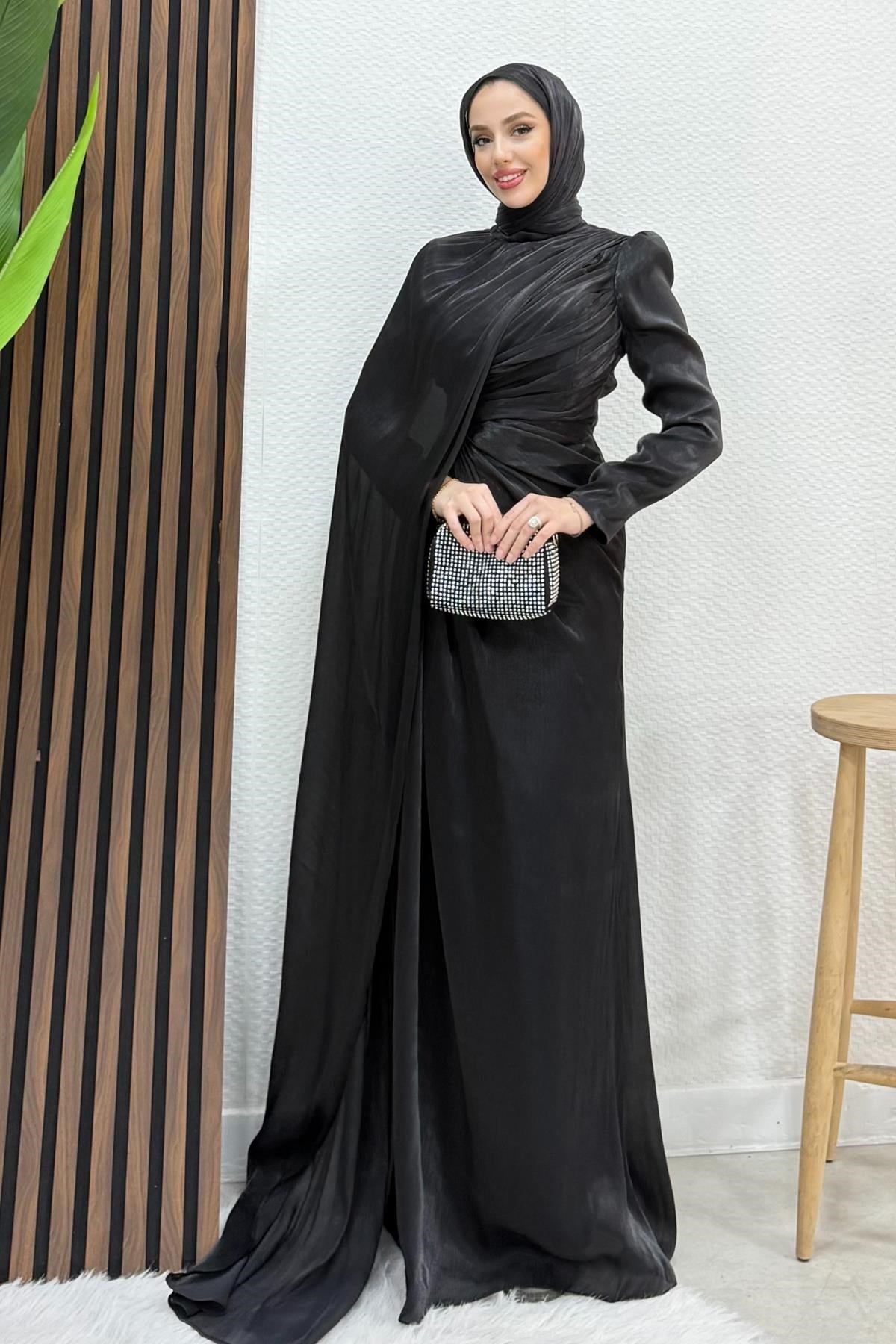 Burcu Tesettür Abiye Siyah