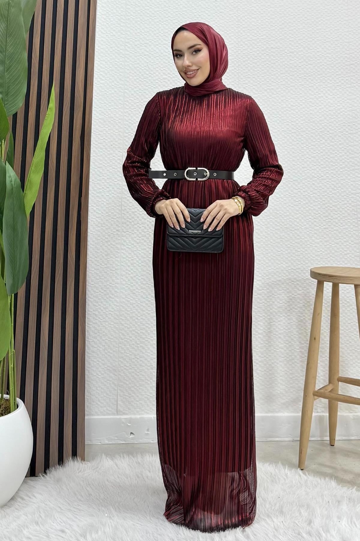 Çisil Tül Elbise Bordo
