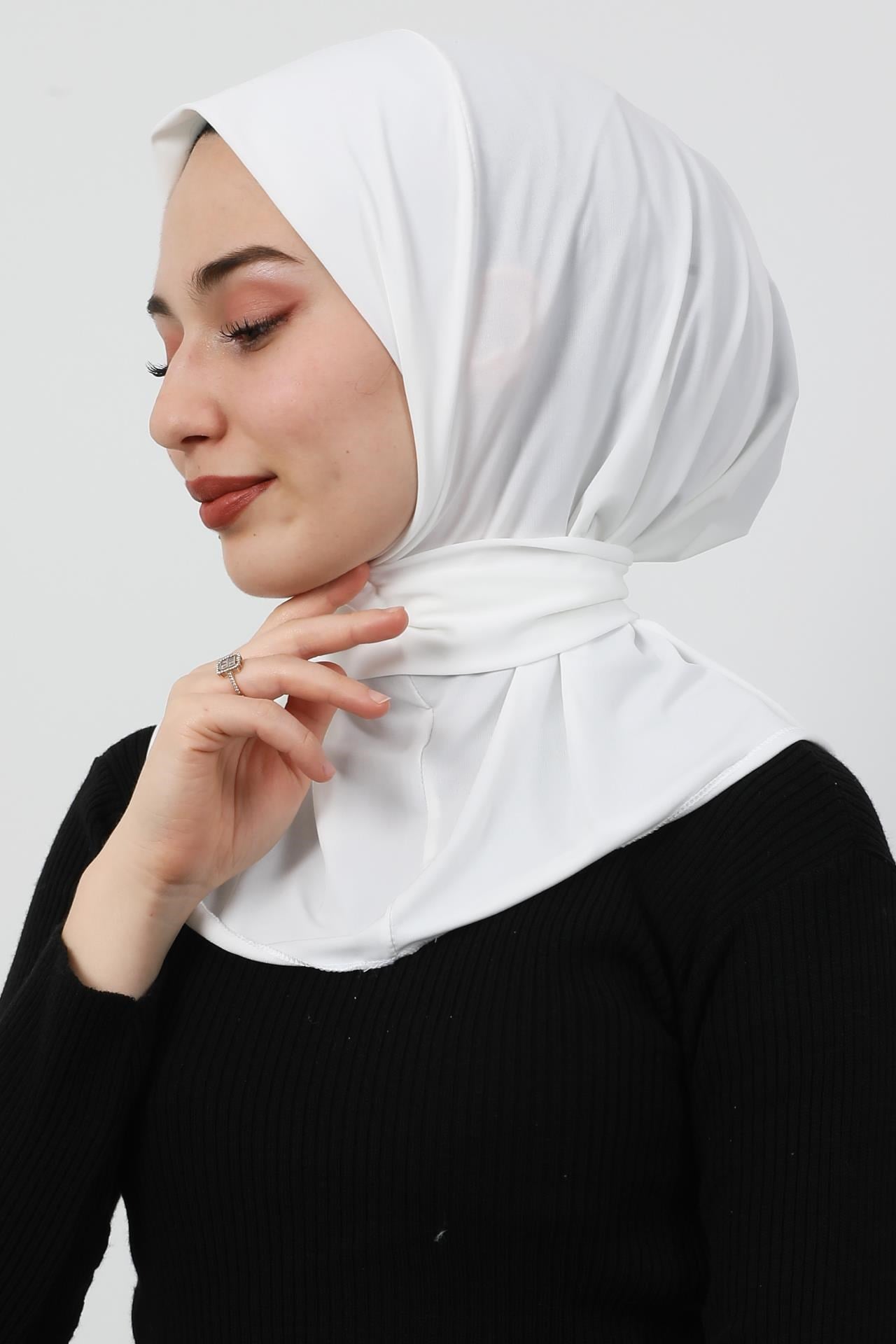 Çıtçıtlı Penye Şal Beyaz