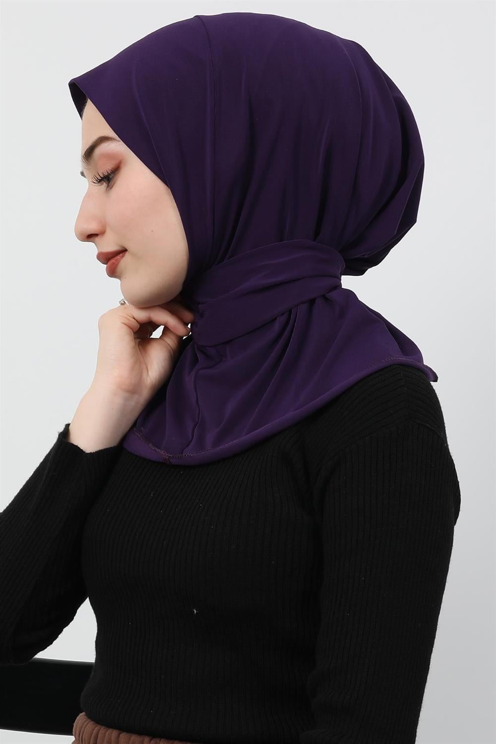 Çıtçıtlı Penye Şal Platin Mor
